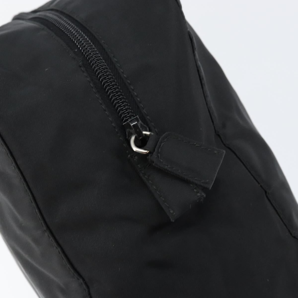 PRADA Hand Bag Nylon Black Silver Auth 146965