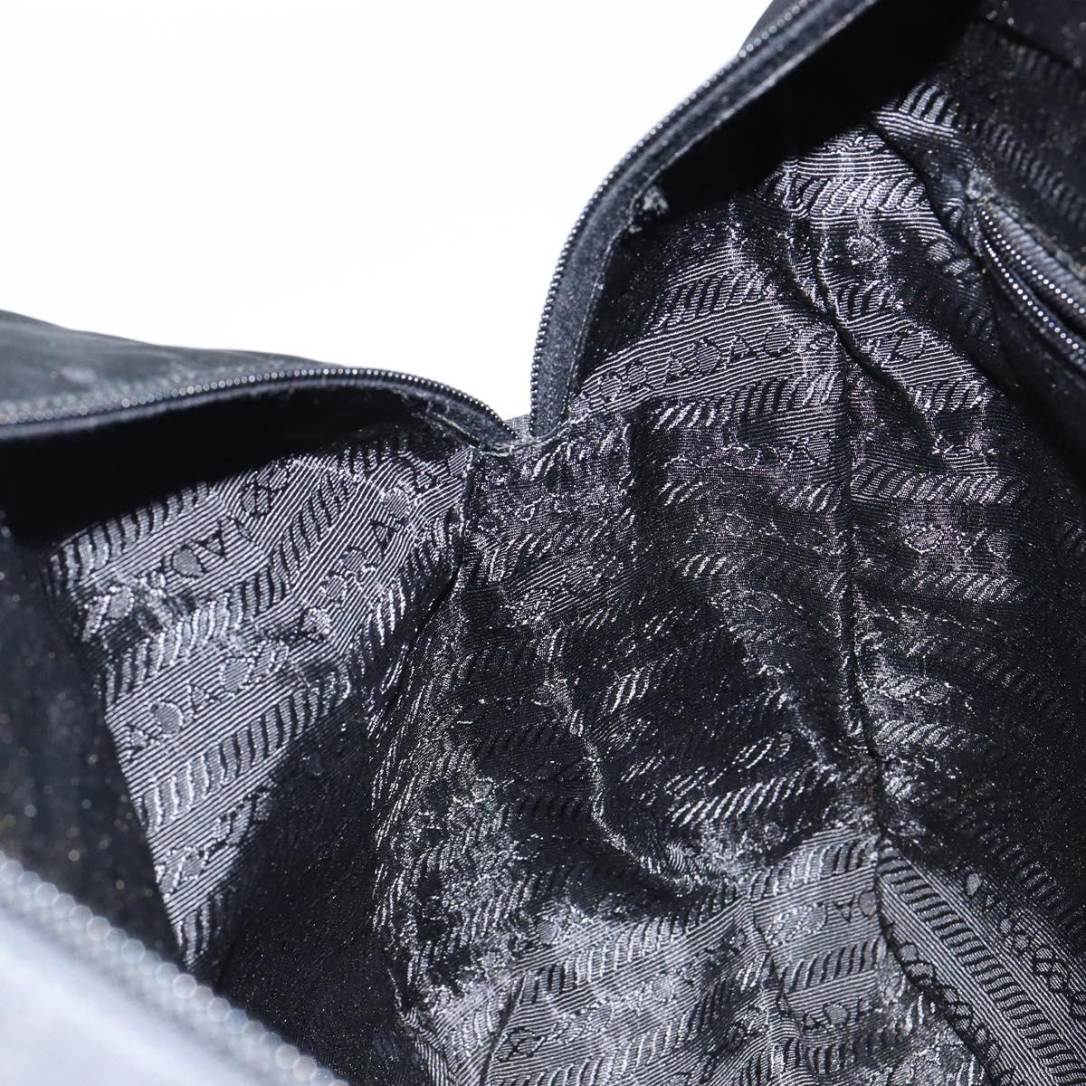 PRADA Hand Bag Nylon Black Silver Auth 146965