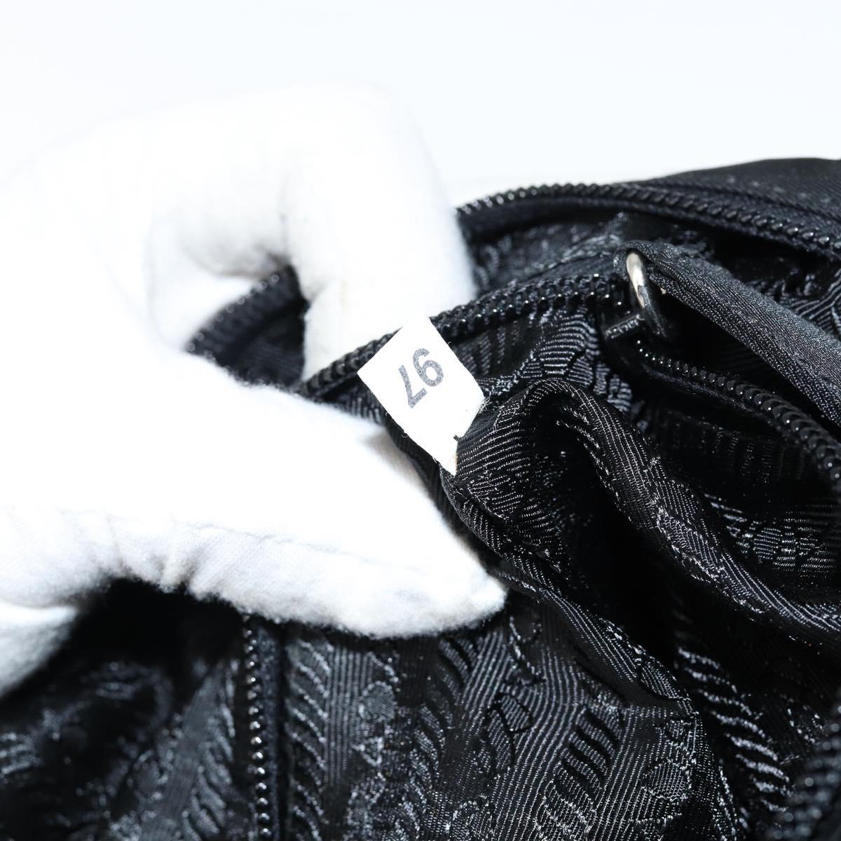 PRADA Hand Bag Nylon Black Silver Auth 146965