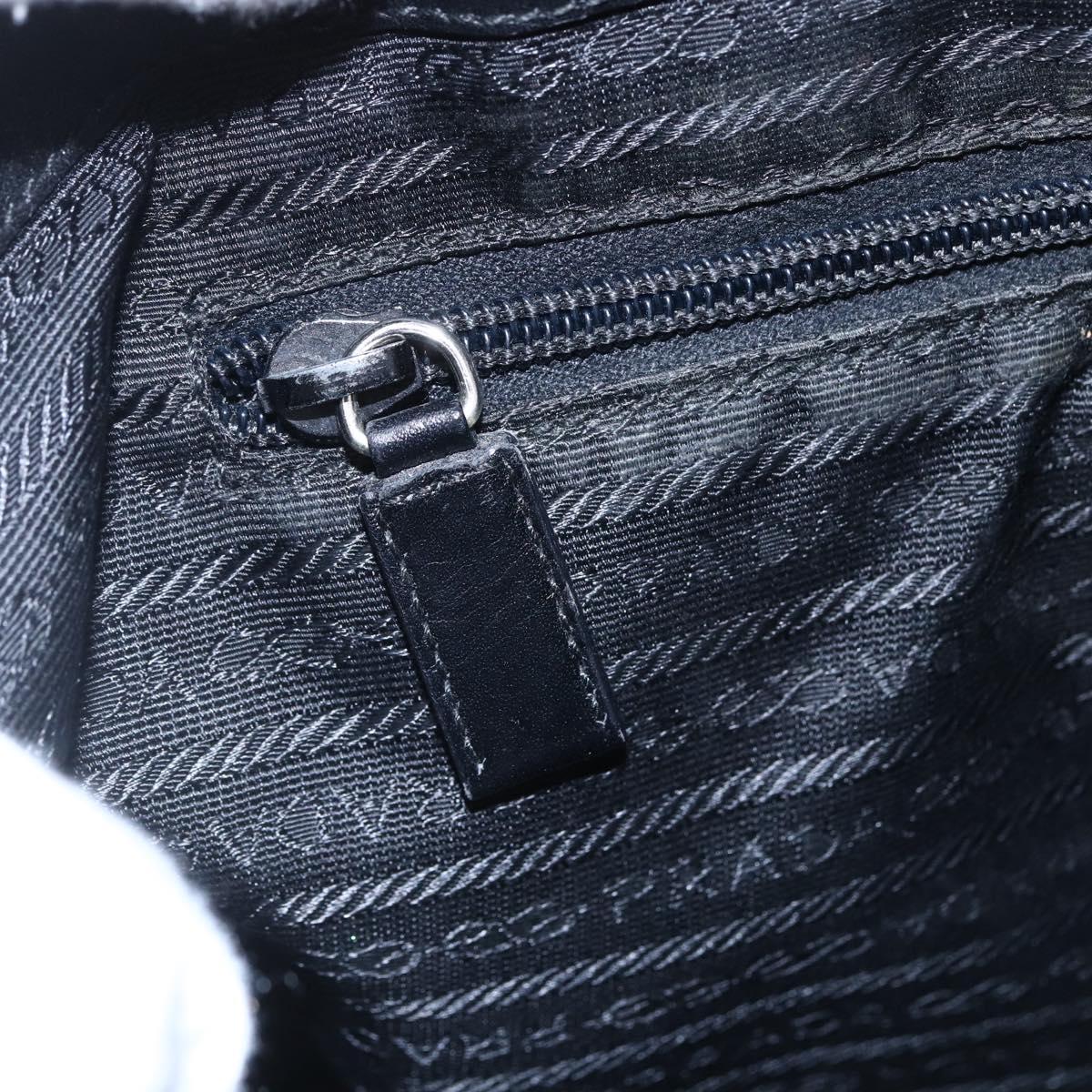 PRADA Tote Bag Nylon Black Silver Auth 146966