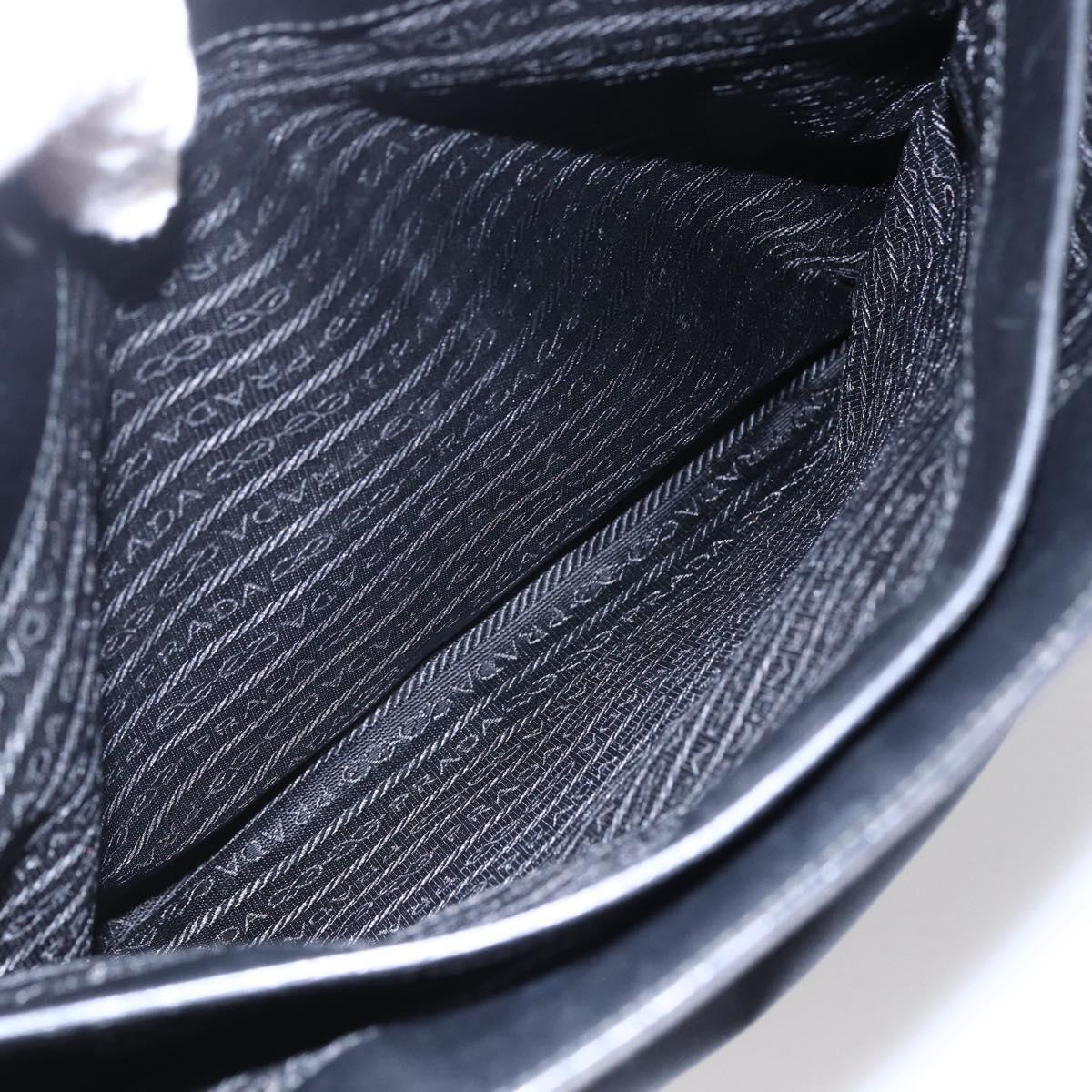 PRADA Tote Bag Nylon Black Silver Auth 146966