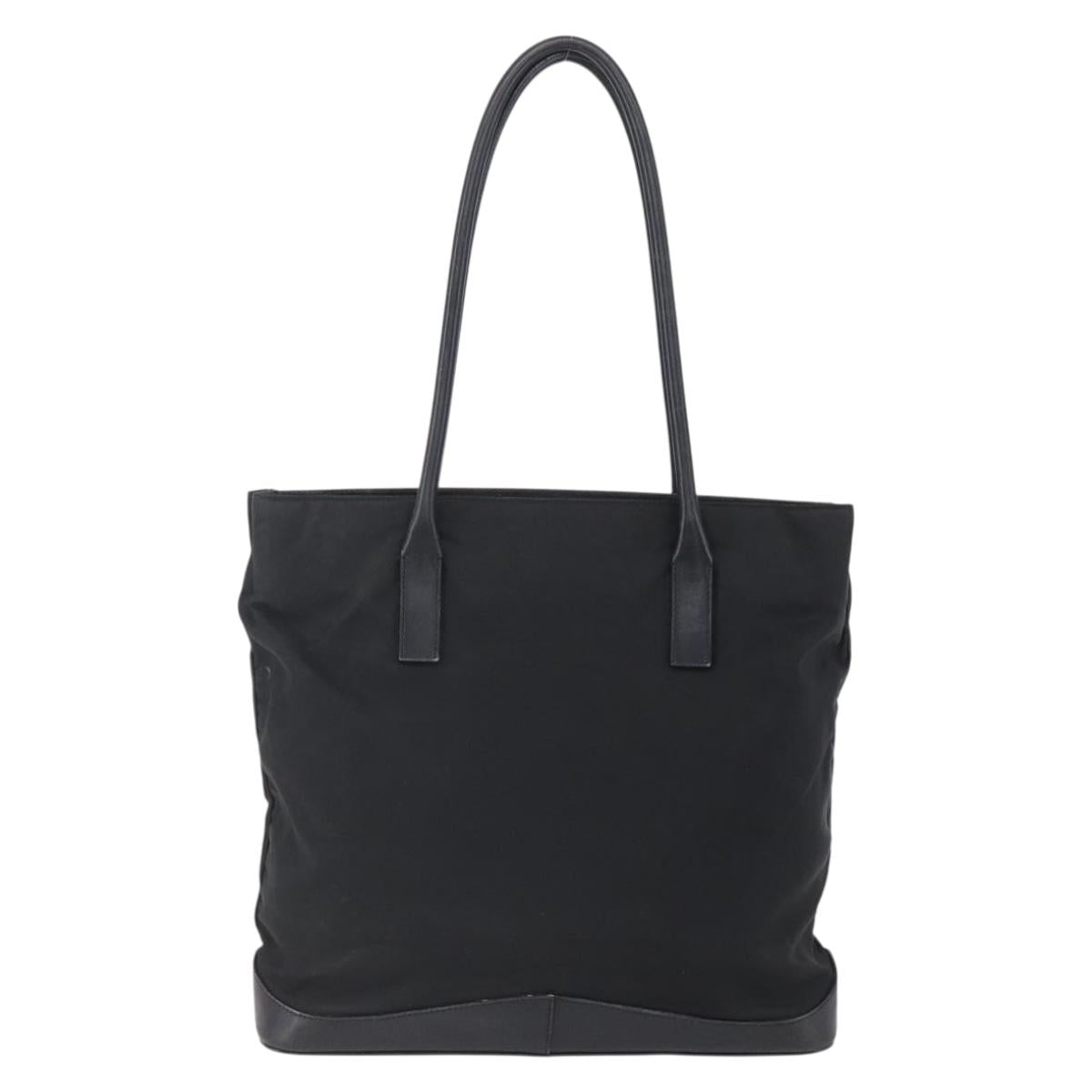 PRADA Tote Bag Nylon Black Silver Auth 146966