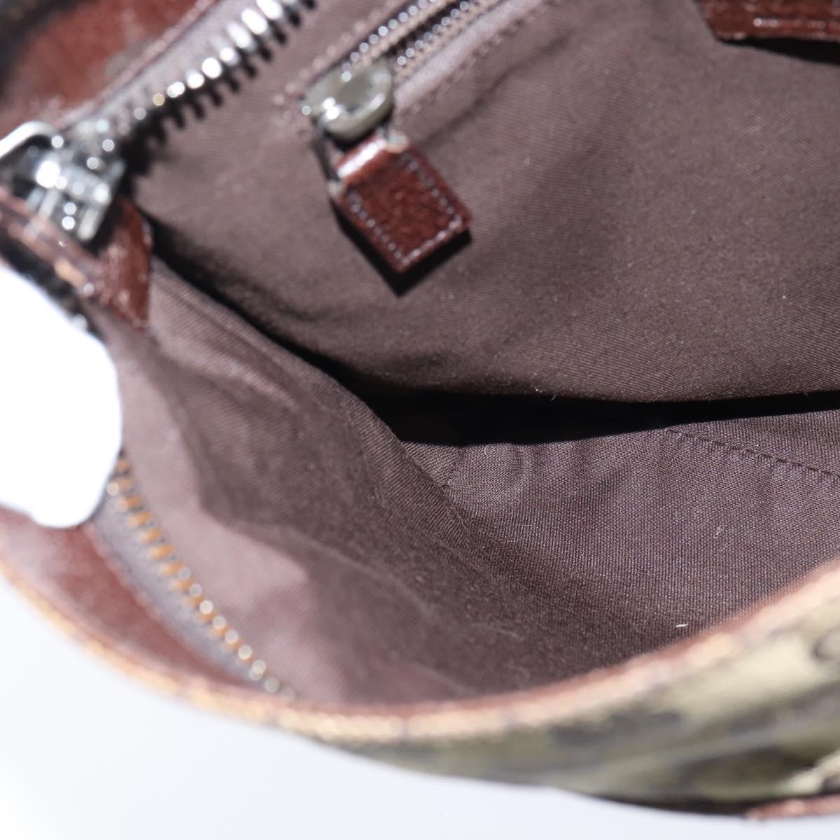 GUCCI GG Canvas Shoulder Bag Beige Silver 122798 Auth 146976