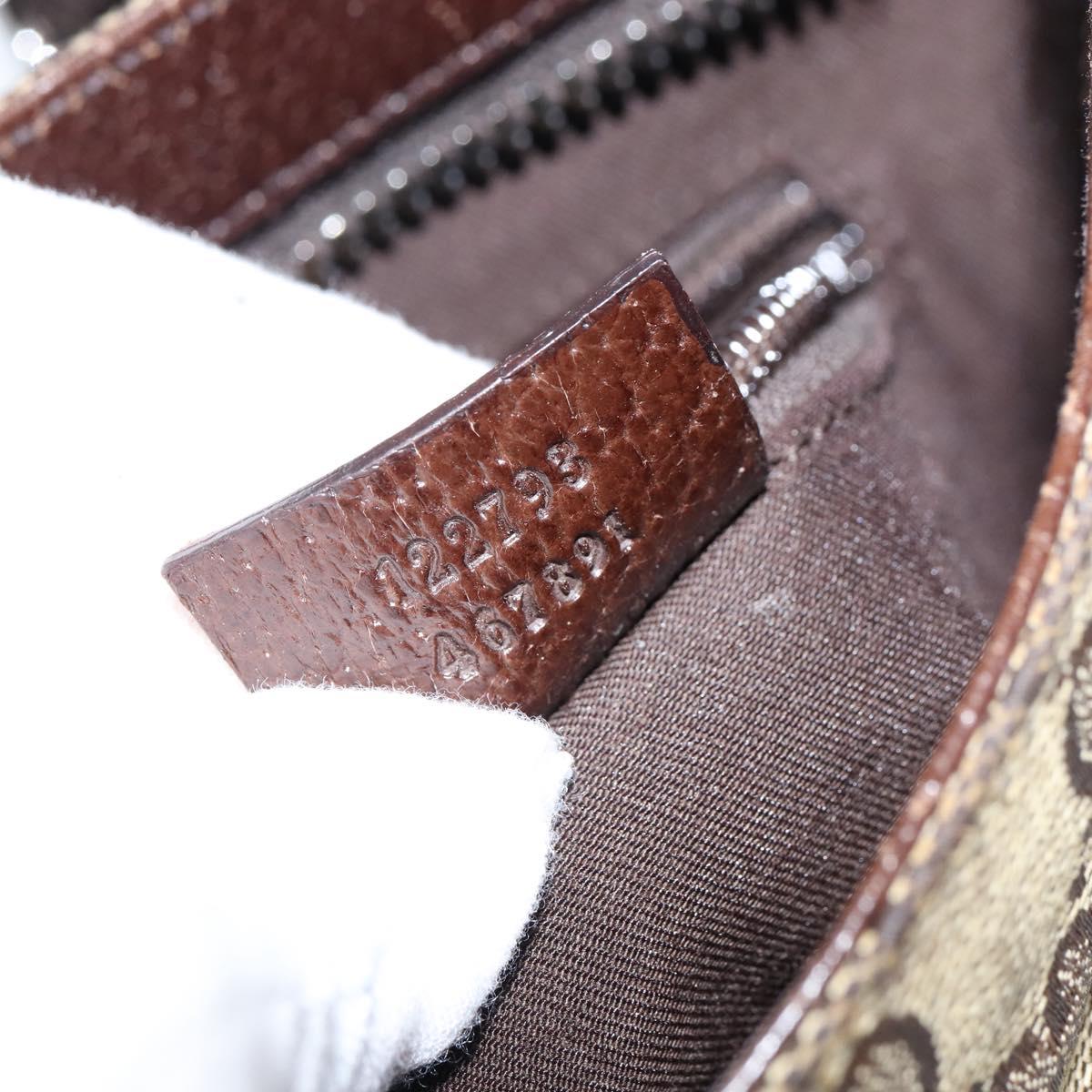 GUCCI GG Canvas Shoulder Bag Beige Silver 122798 Auth 146976