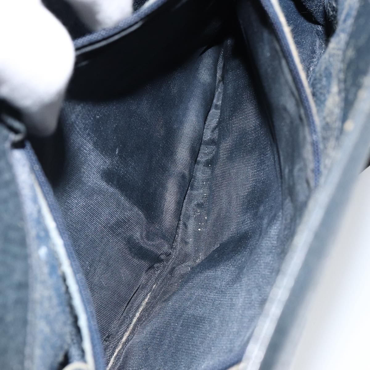 GUCCI GG Supreme Sherry Line Shoulder Bag PVC Navy Gold 116 02 076 Auth 146977