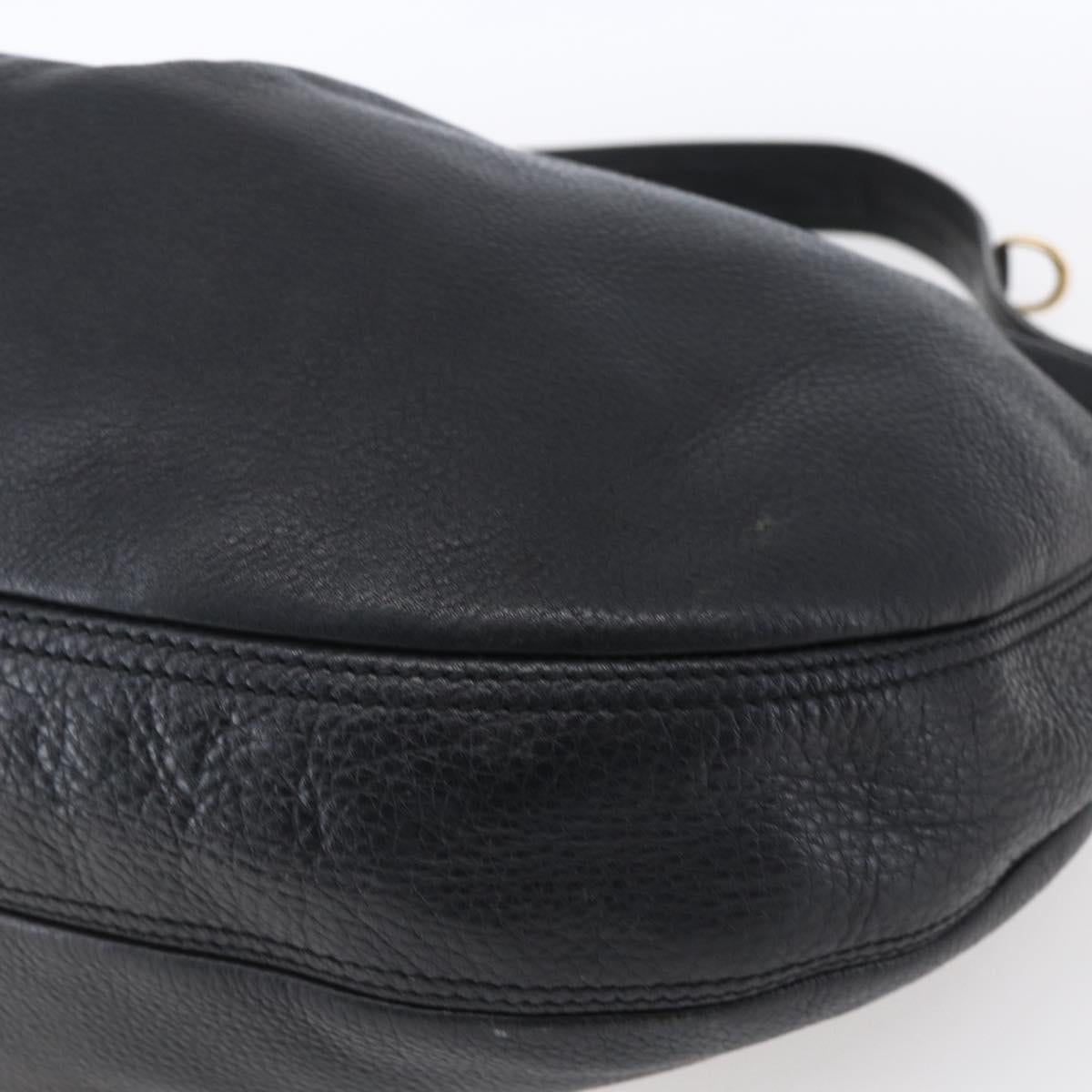 BURBERRY Shoulder Bag Leather Black Gold Auth 146979