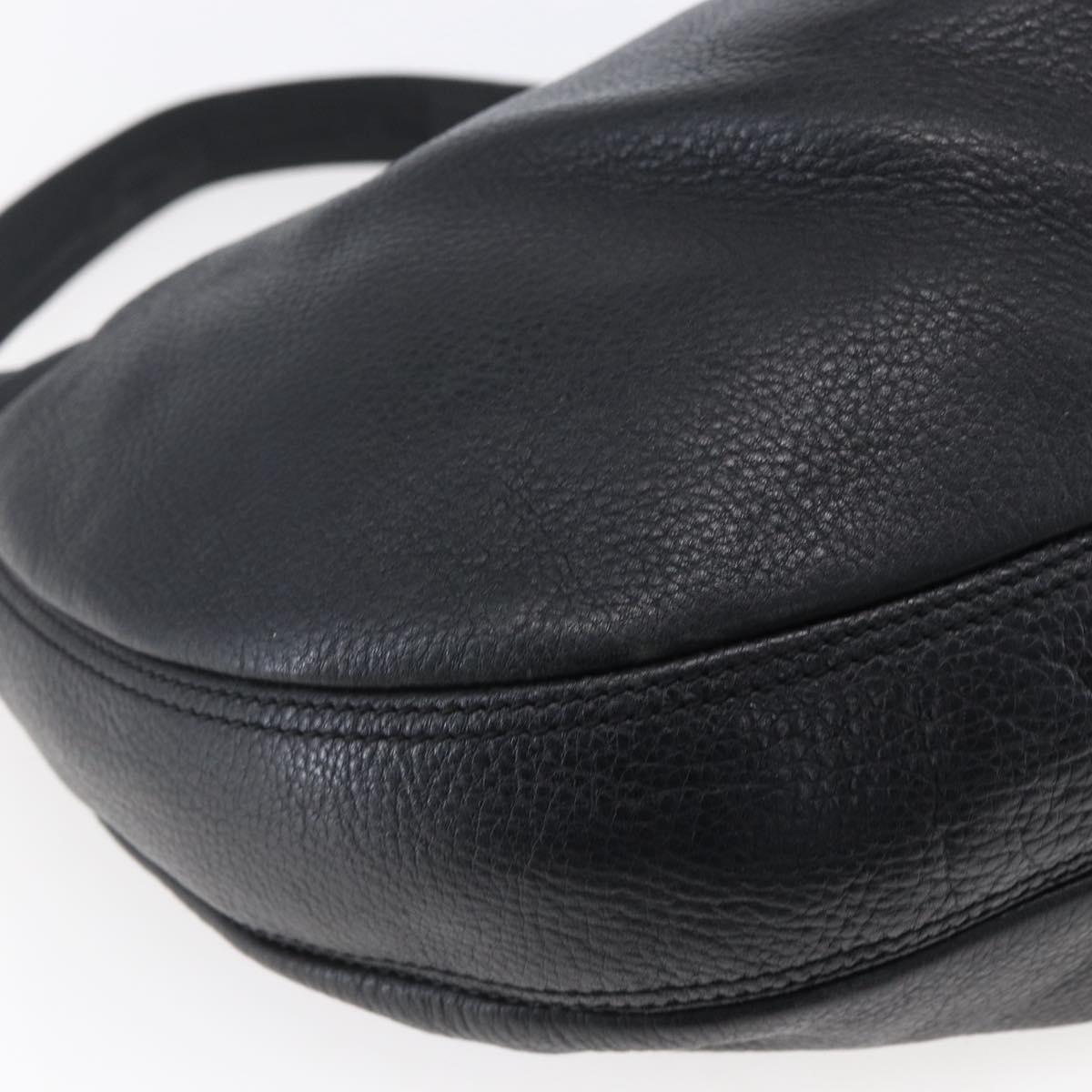 BURBERRY Shoulder Bag Leather Black Gold Auth 146979