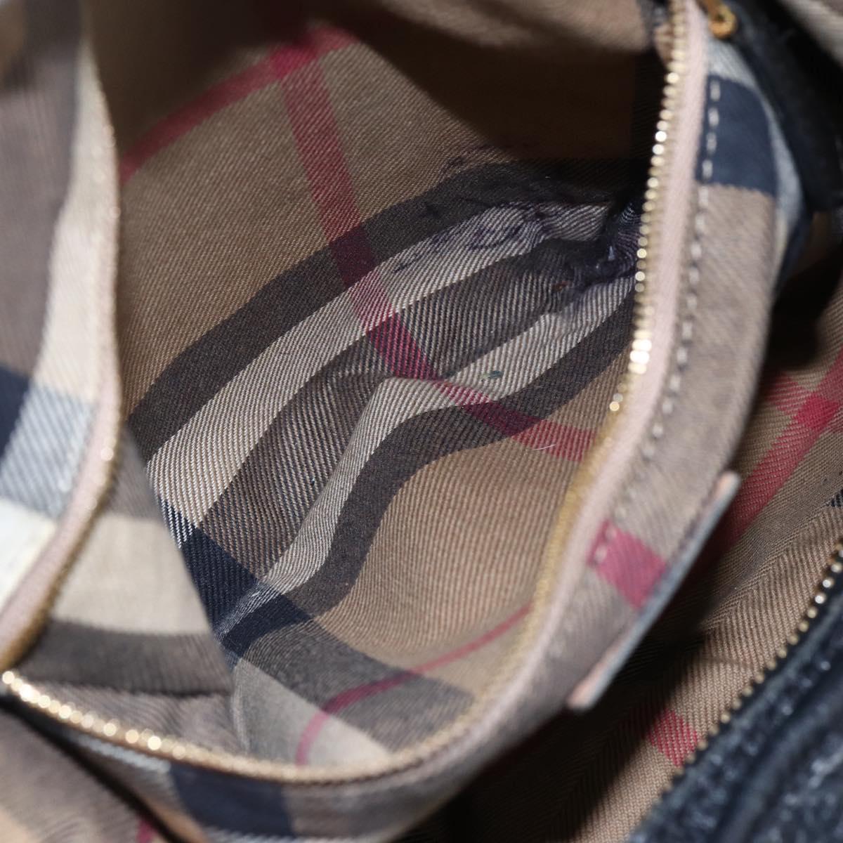 BURBERRY Shoulder Bag Leather Black Gold Auth 146979