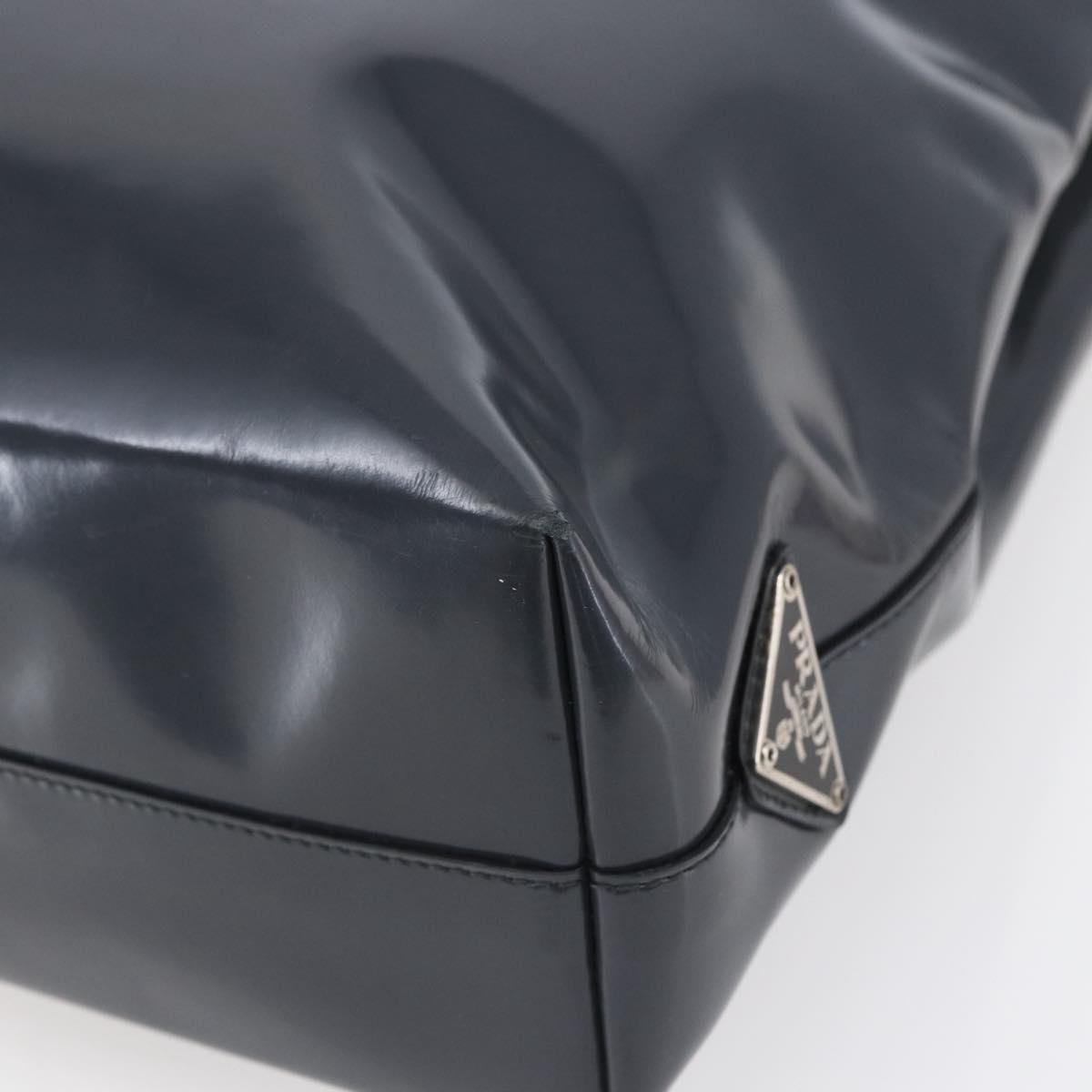 PRADA Tote Bag Enamel Gray Silver Auth 146980