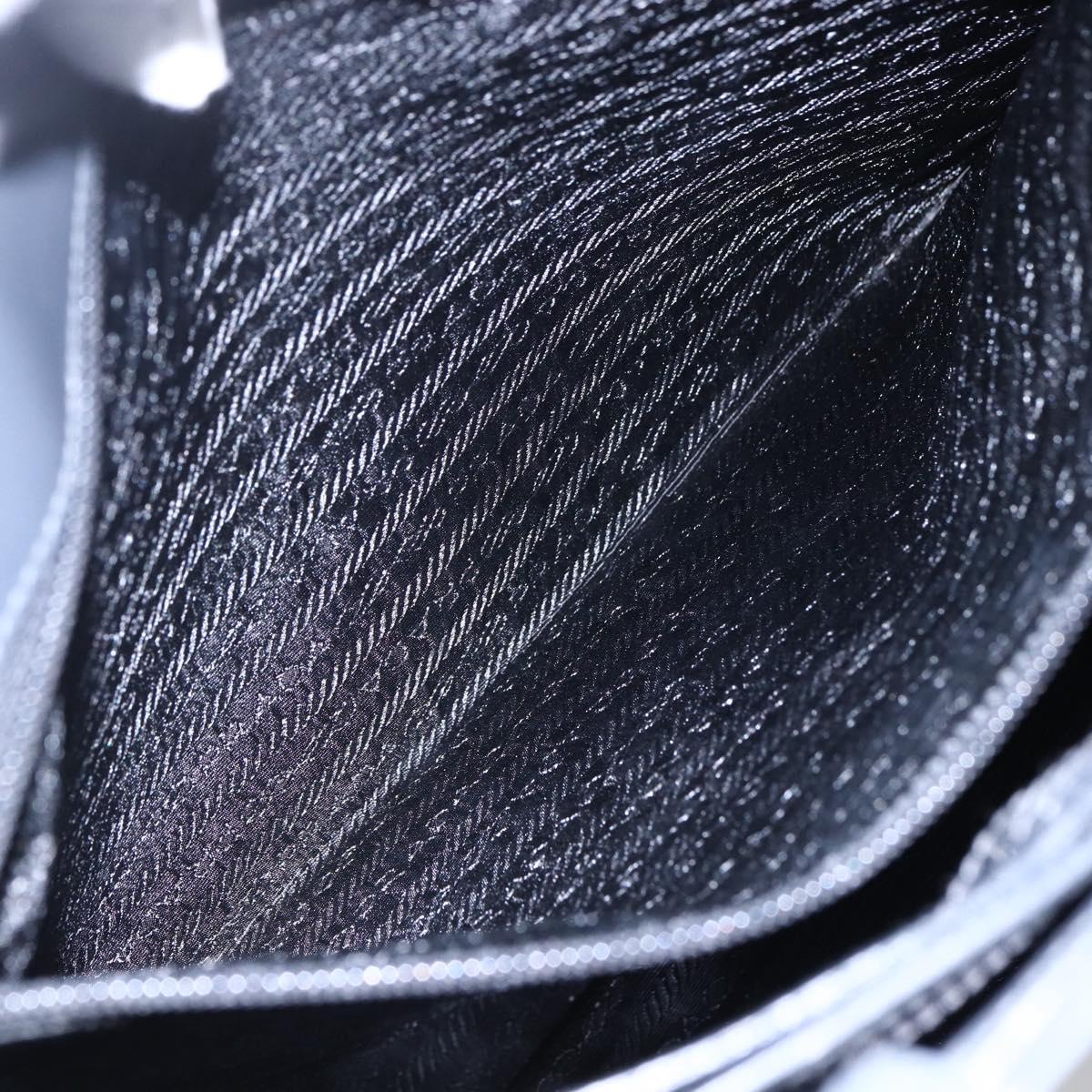 PRADA Tote Bag Enamel Gray Silver Auth 146980