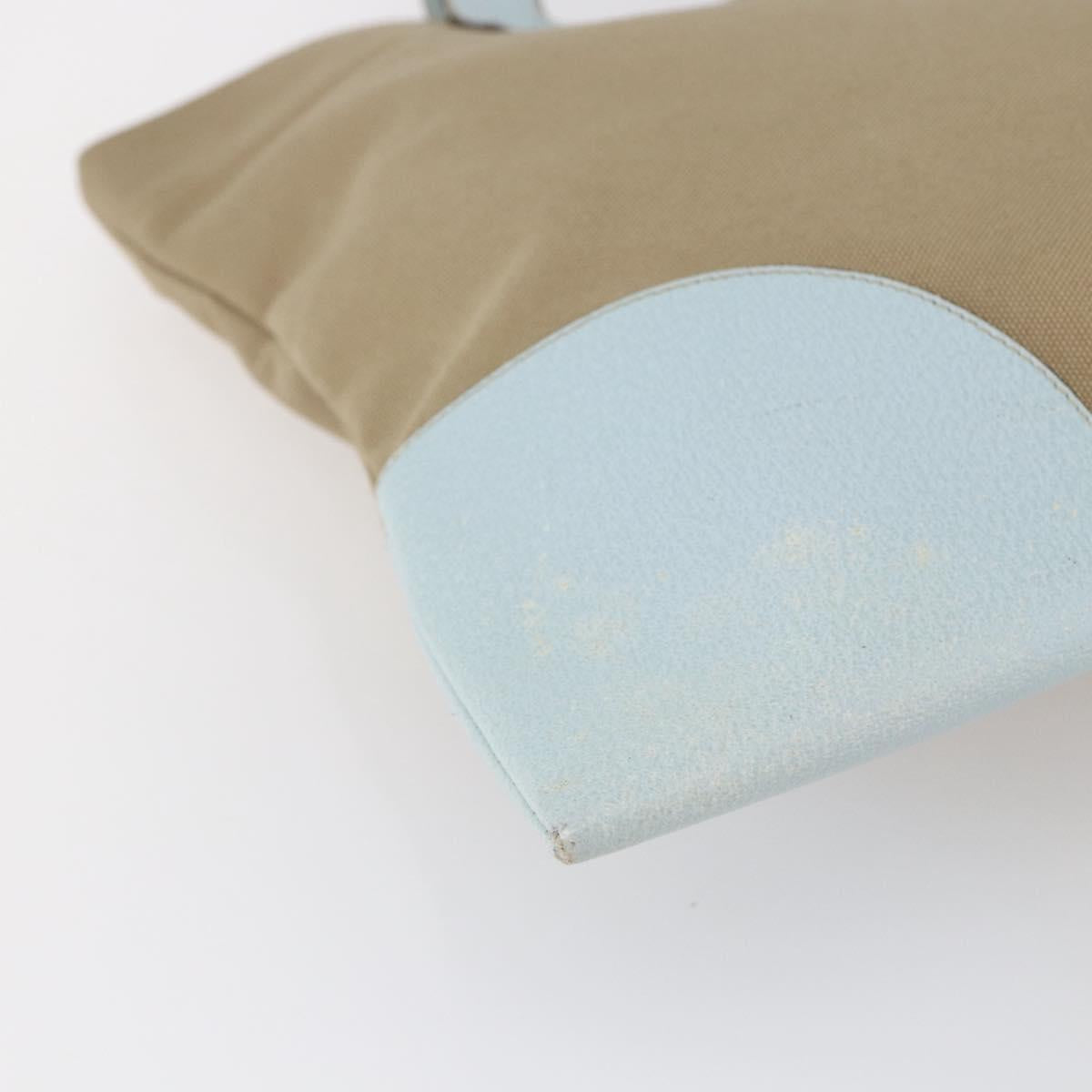 PRADA Hand Bag Canvas Beige Silver Auth 146982