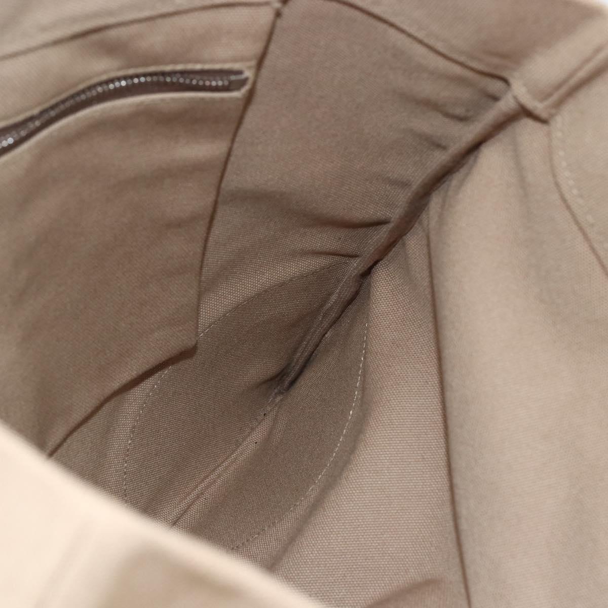 PRADA Hand Bag Canvas Beige Silver Auth 146982