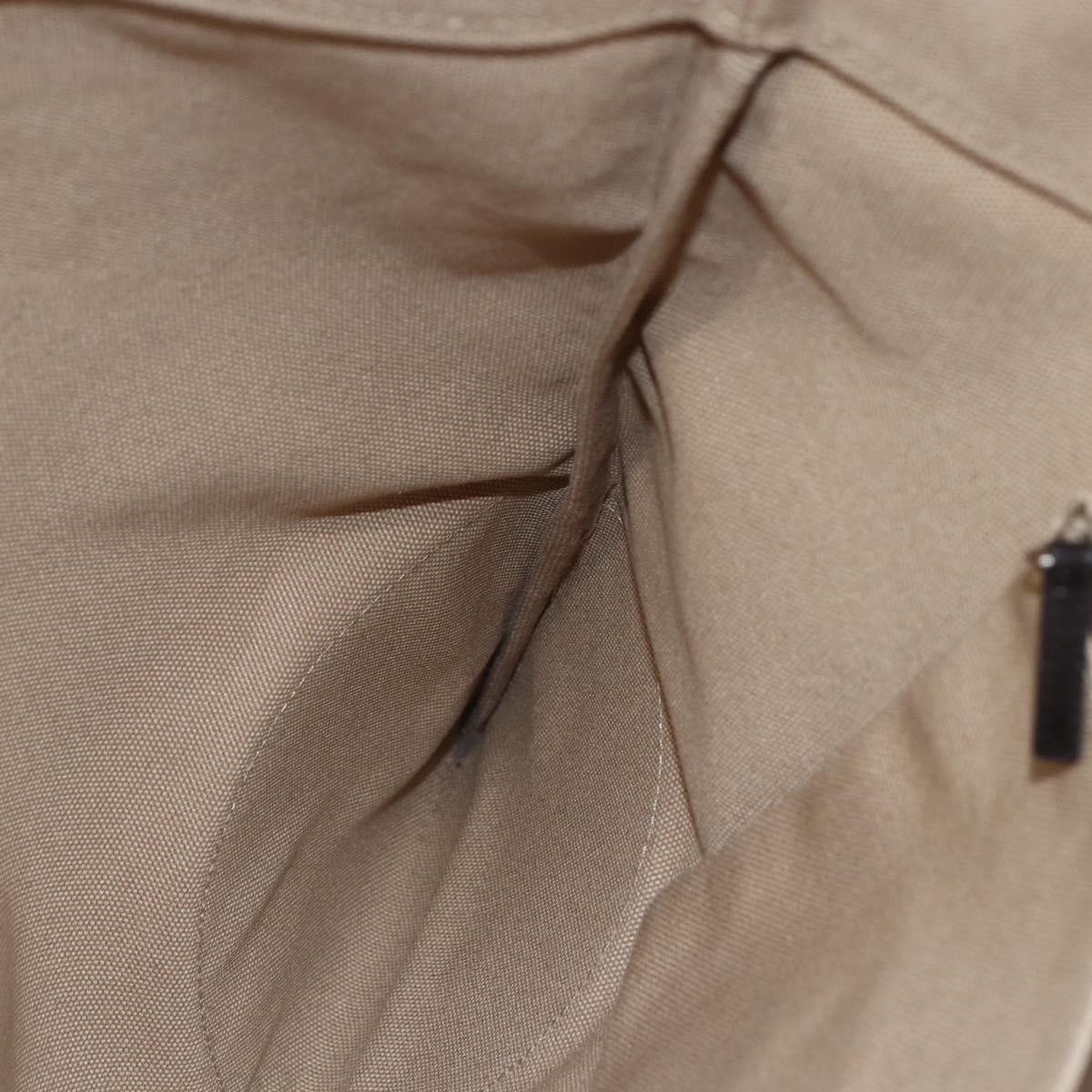 PRADA Hand Bag Canvas Beige Silver Auth 146982