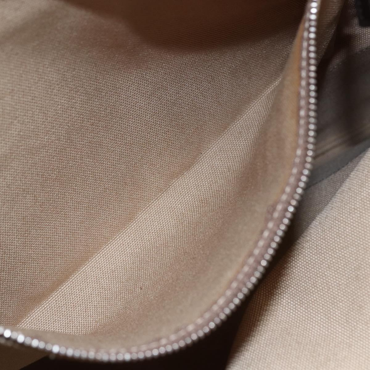 PRADA Hand Bag Canvas Beige Silver Auth 146982