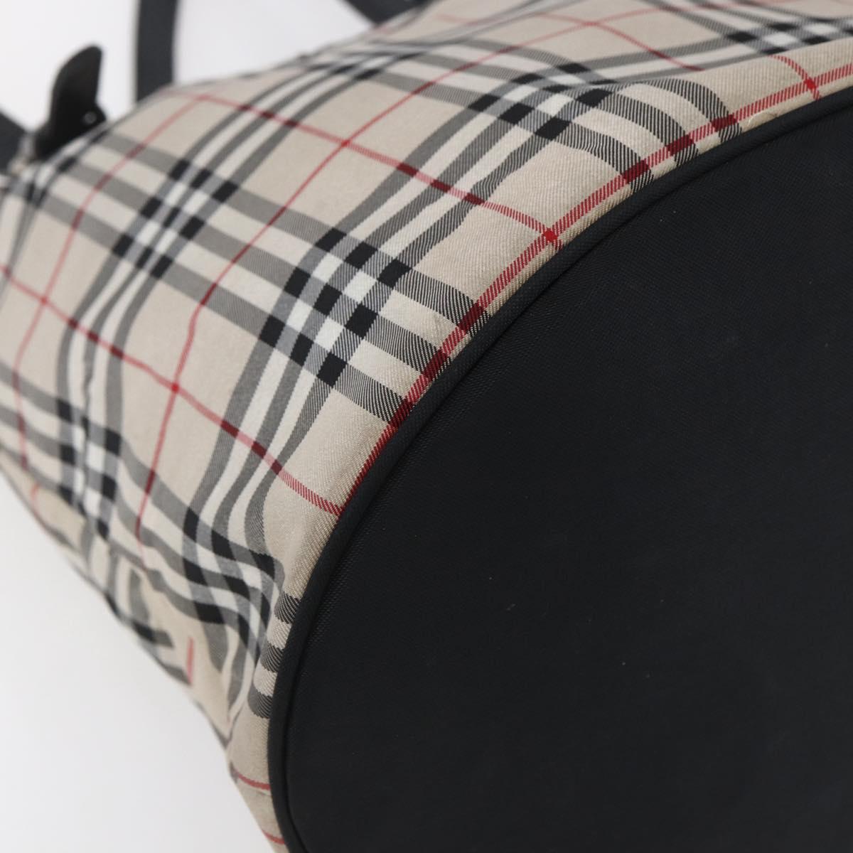 BURBERRY Nova Check Tote Bag Nylon Beige Silver Auth 146983