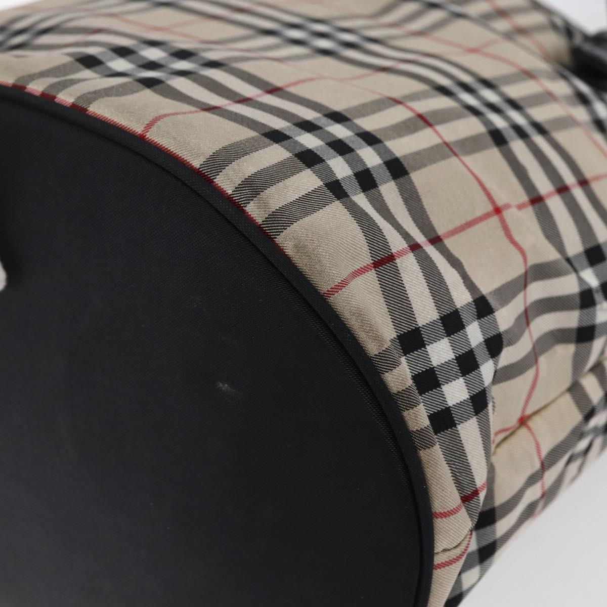 BURBERRY Nova Check Tote Bag Nylon Beige Silver Auth 146983