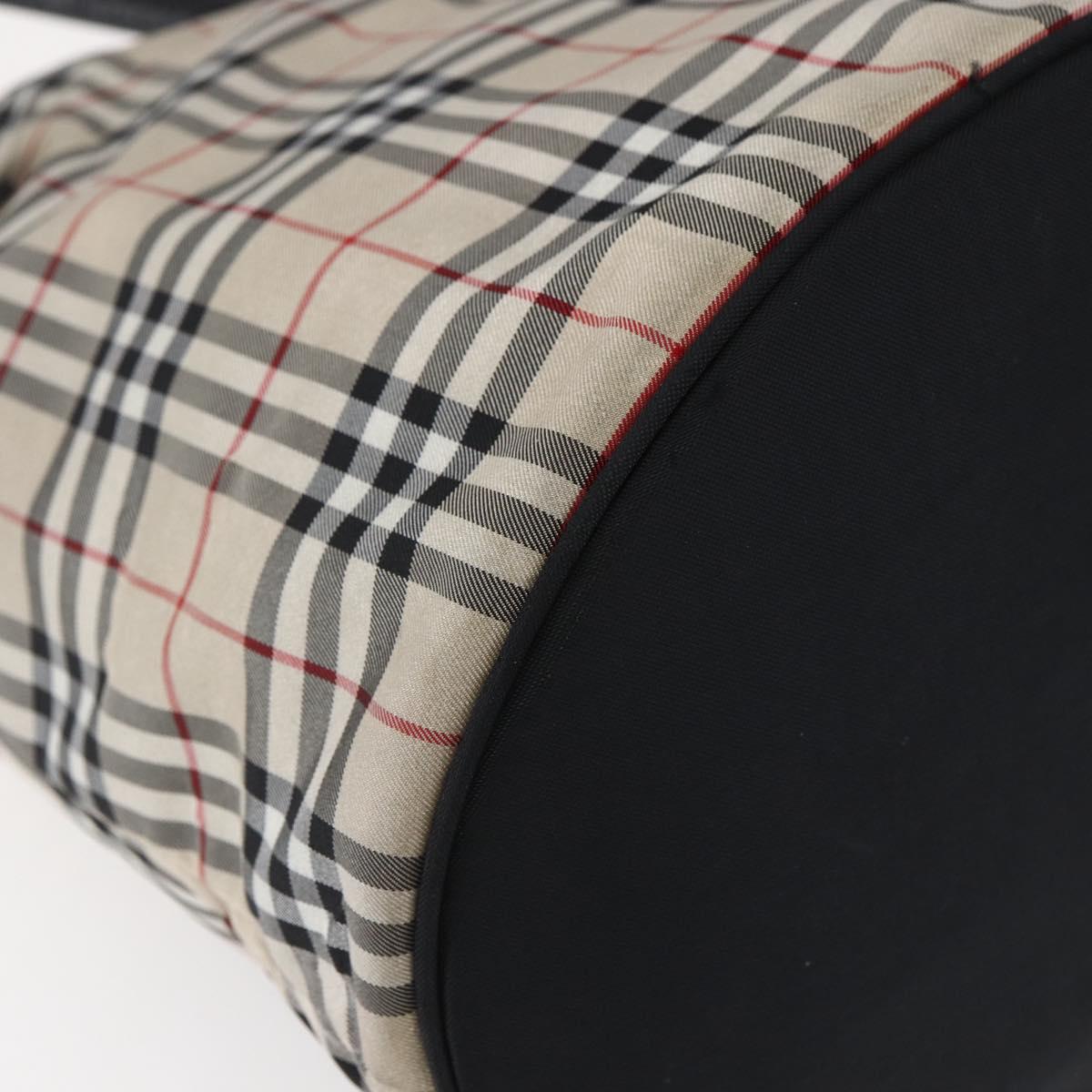 BURBERRY Nova Check Tote Bag Nylon Beige Silver Auth 146983