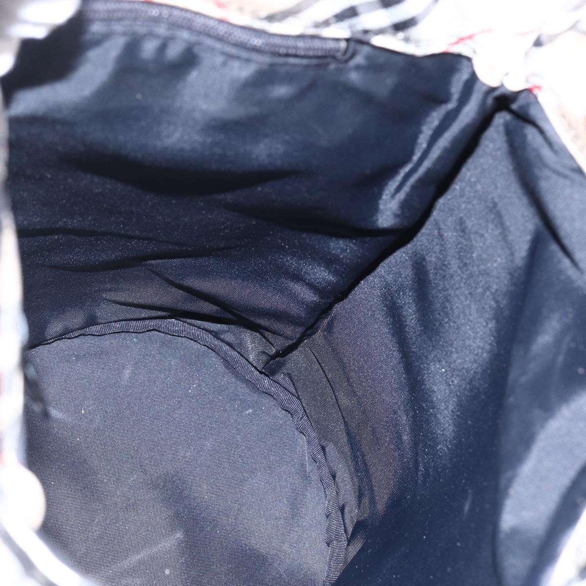 BURBERRY Nova Check Tote Bag Nylon Beige Silver Auth 146983