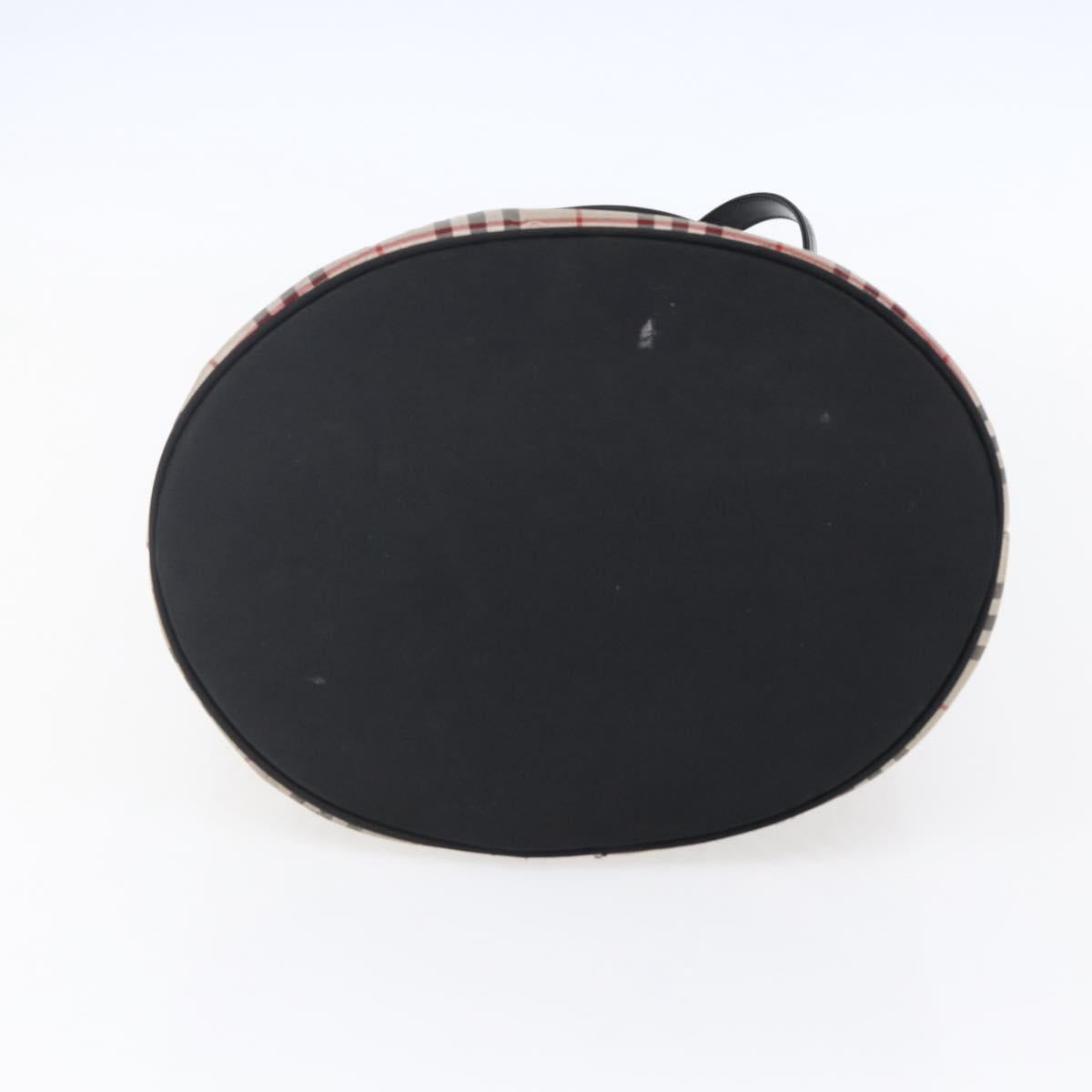 BURBERRY Nova Check Tote Bag Nylon Beige Silver Auth 146983