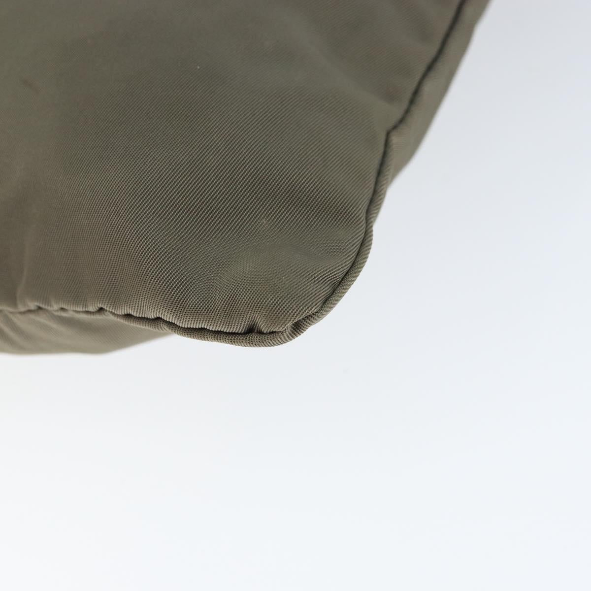 PRADA Shoulder Bag Nylon Khaki Silver Auth 146984