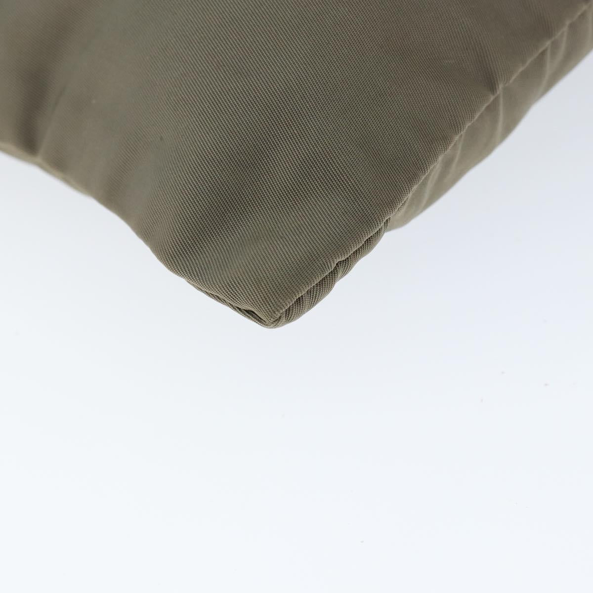 PRADA Shoulder Bag Nylon Khaki Silver Auth 146984