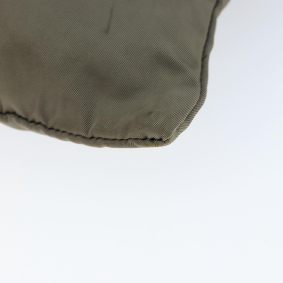 PRADA Shoulder Bag Nylon Khaki Silver Auth 146984