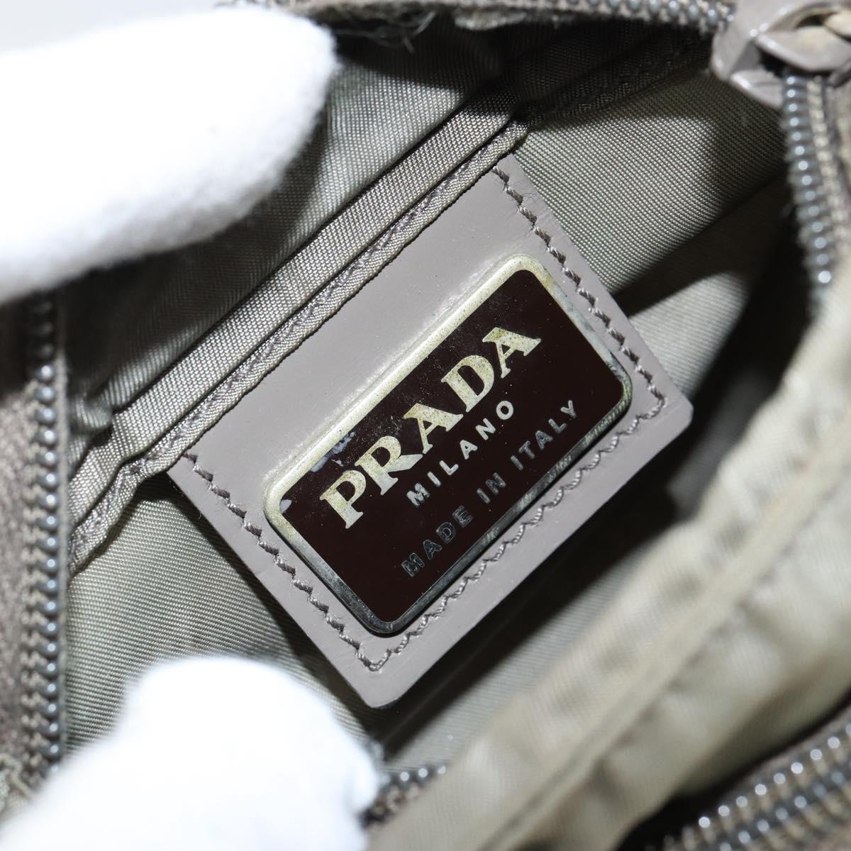 PRADA Shoulder Bag Nylon Khaki Silver Auth 146984
