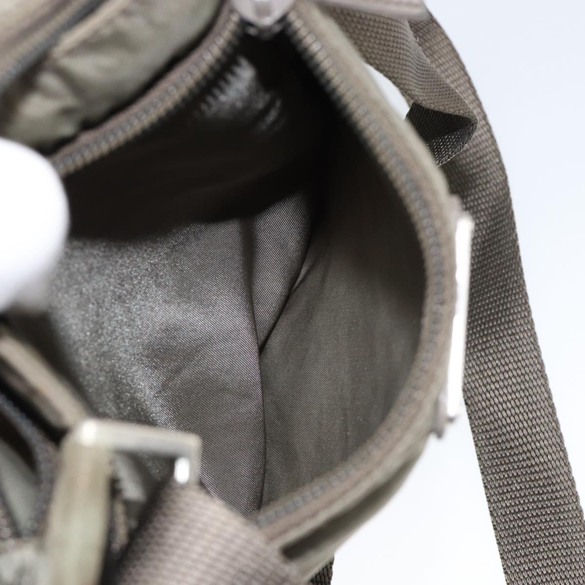 PRADA Shoulder Bag Nylon Khaki Silver Auth 146984