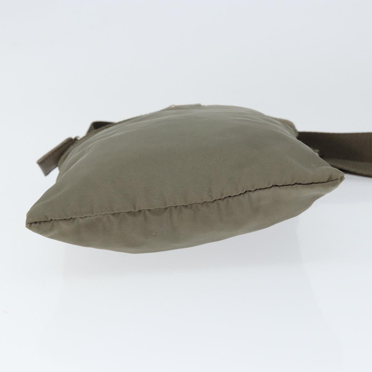 PRADA Shoulder Bag Nylon Khaki Silver Auth 146984