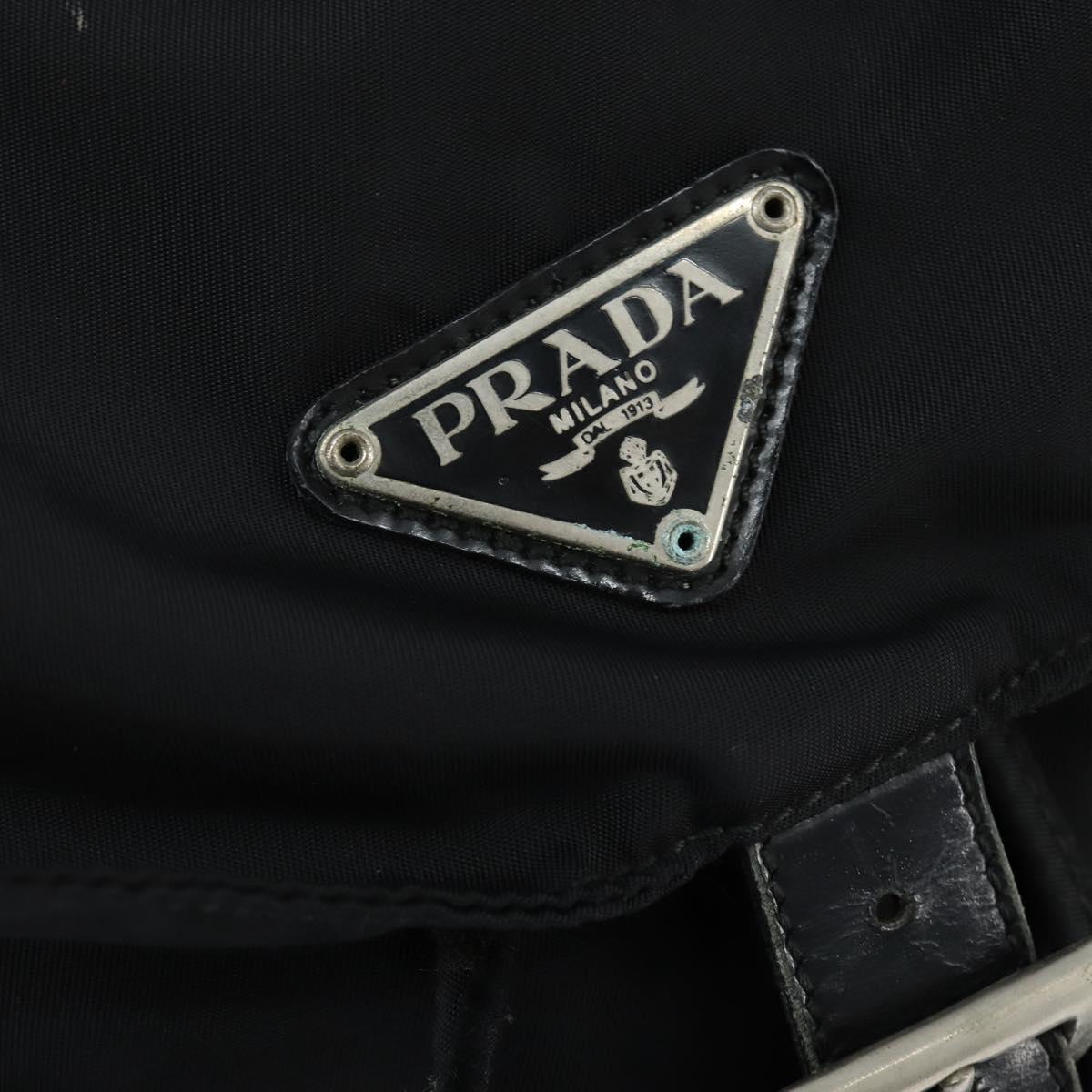 PRADA Backpack Nylon Black Silver Auth 146986