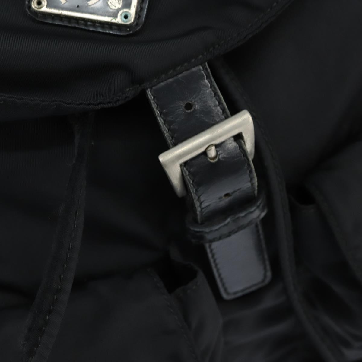 PRADA Backpack Nylon Black Silver Auth 146986