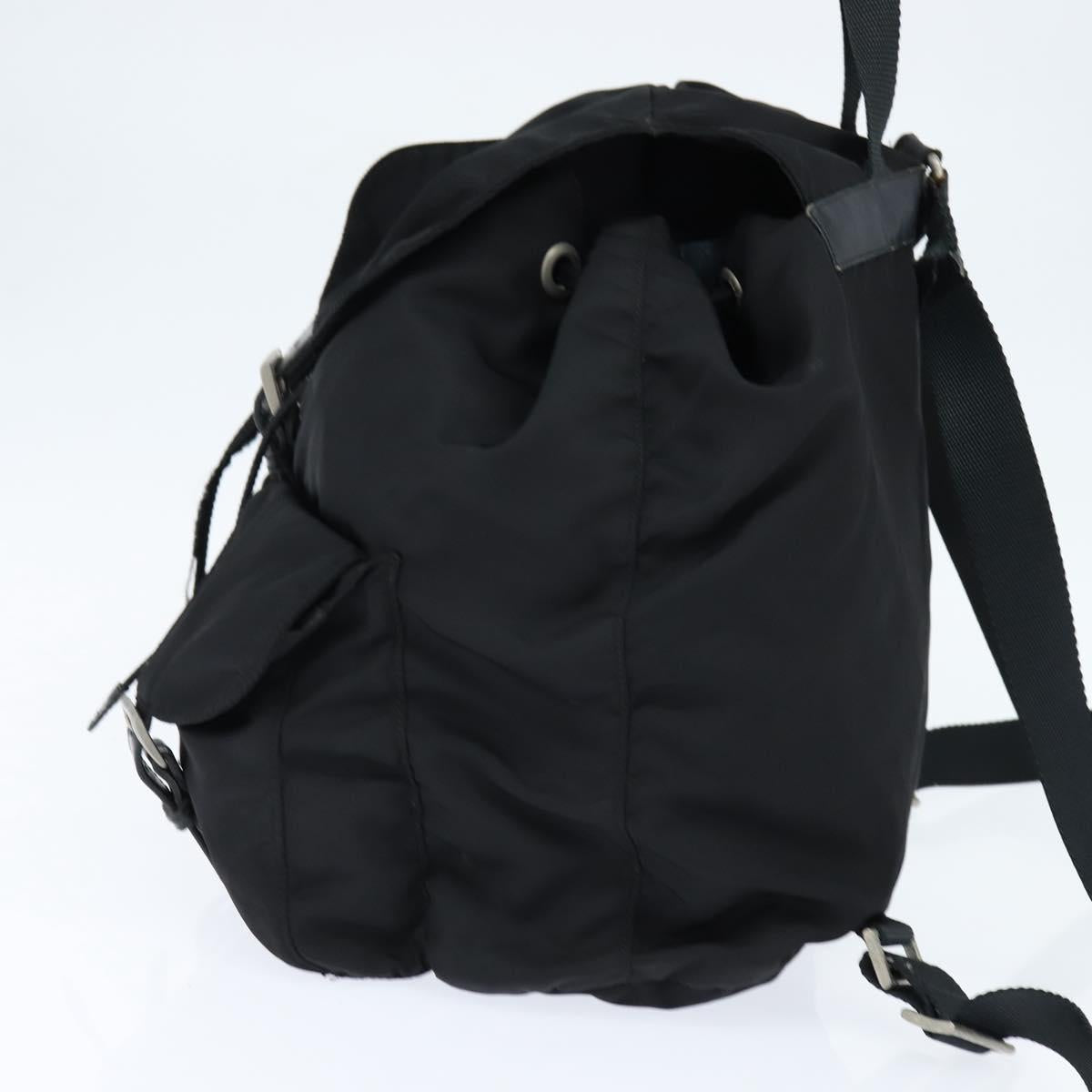 PRADA Backpack Nylon Black Silver Auth 146986