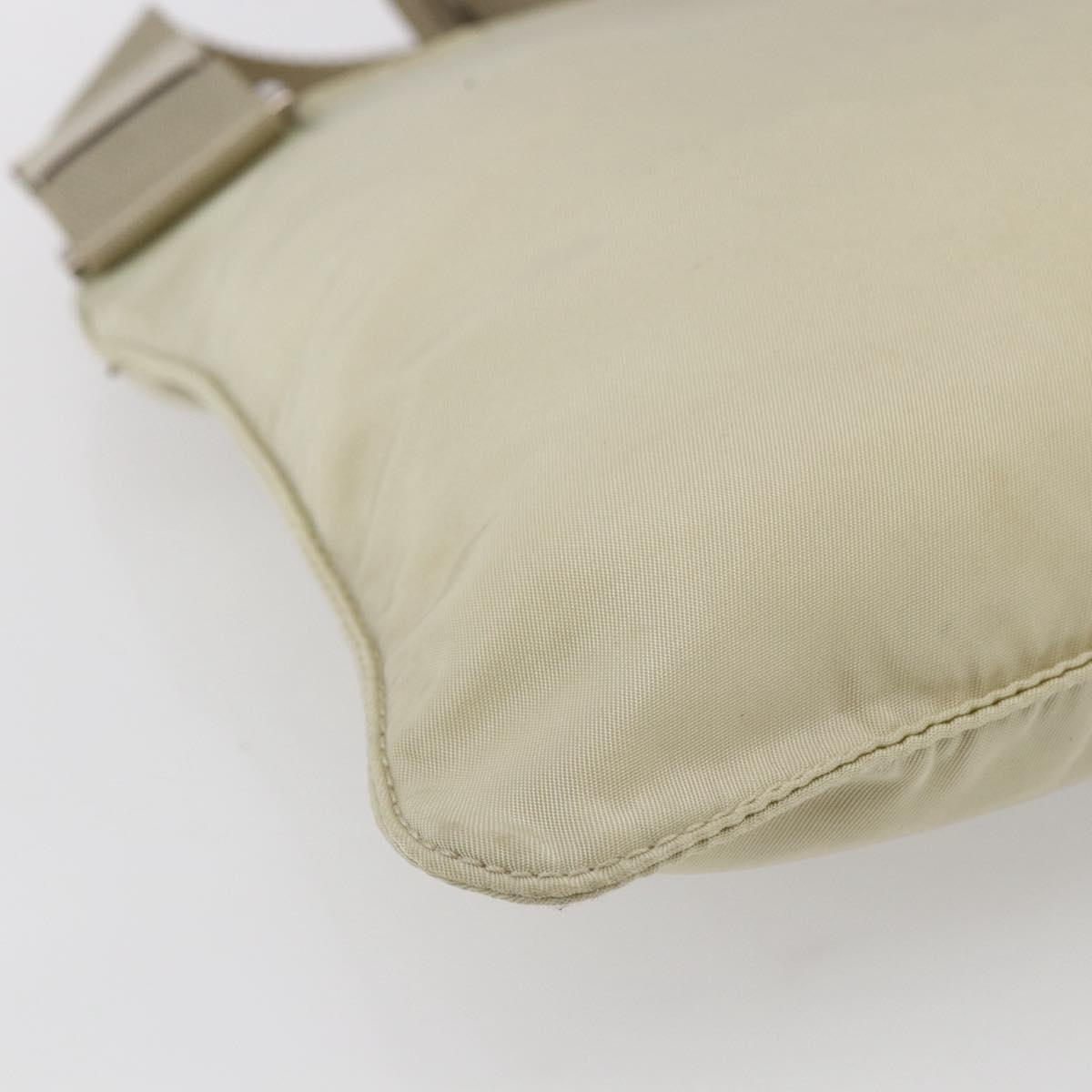 PRADA Shoulder Bag Nylon Beige Silver Auth 146997