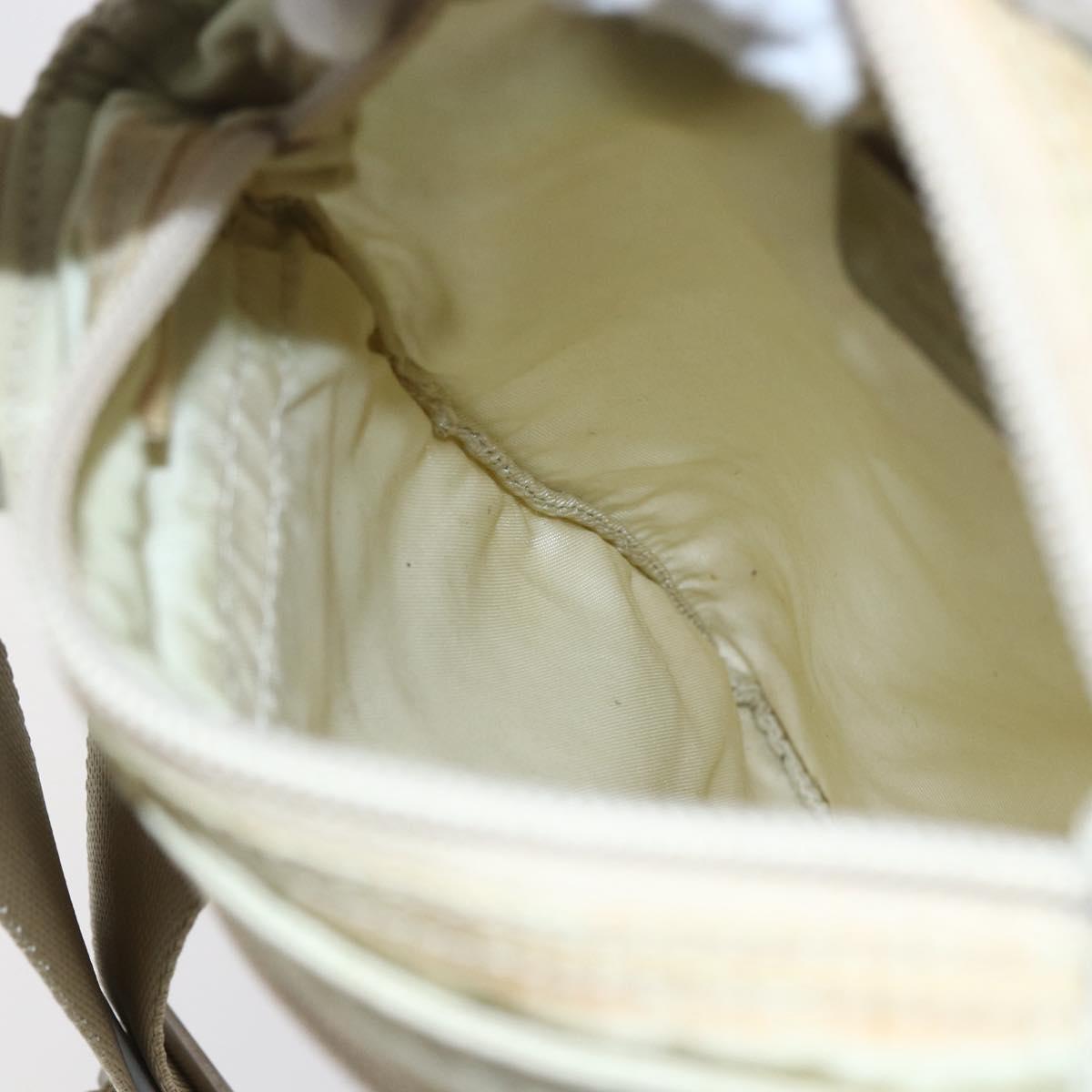 PRADA Shoulder Bag Nylon Beige Silver Auth 146997