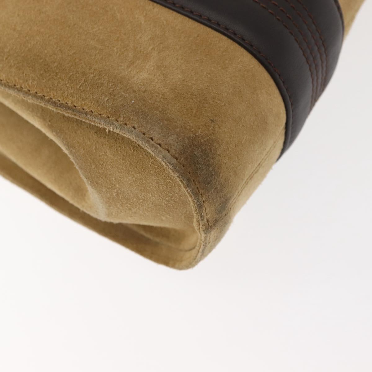 LOEWE Anagram Hand Bag Suede Beige Gold Auth 146998