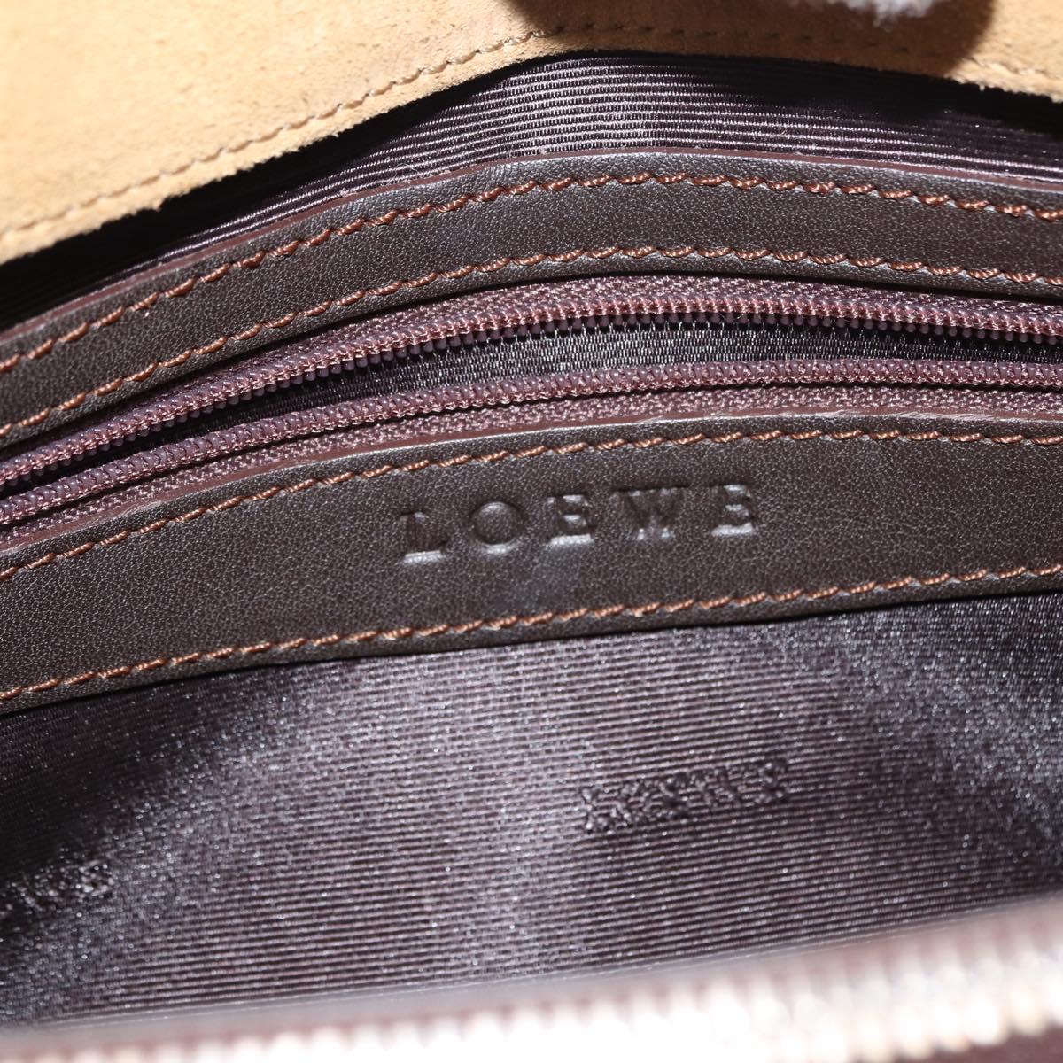 LOEWE Anagram Hand Bag Suede Beige Gold Auth 146998