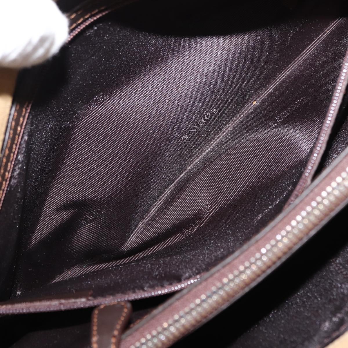 LOEWE Anagram Hand Bag Suede Beige Gold Auth 146998