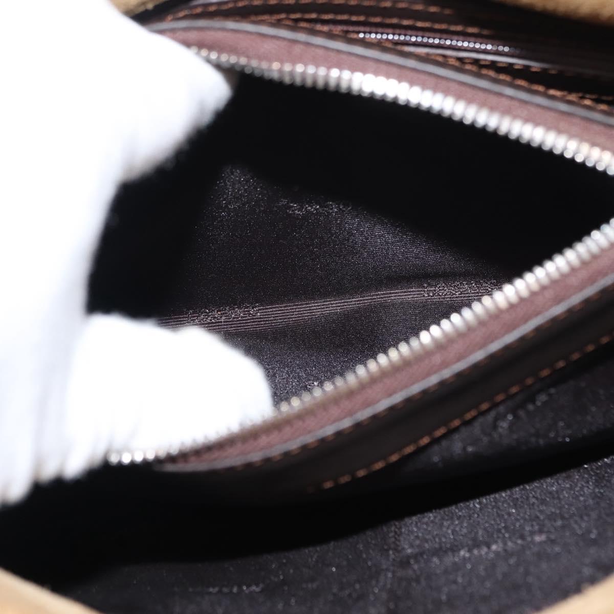 LOEWE Anagram Hand Bag Suede Beige Gold Auth 146998