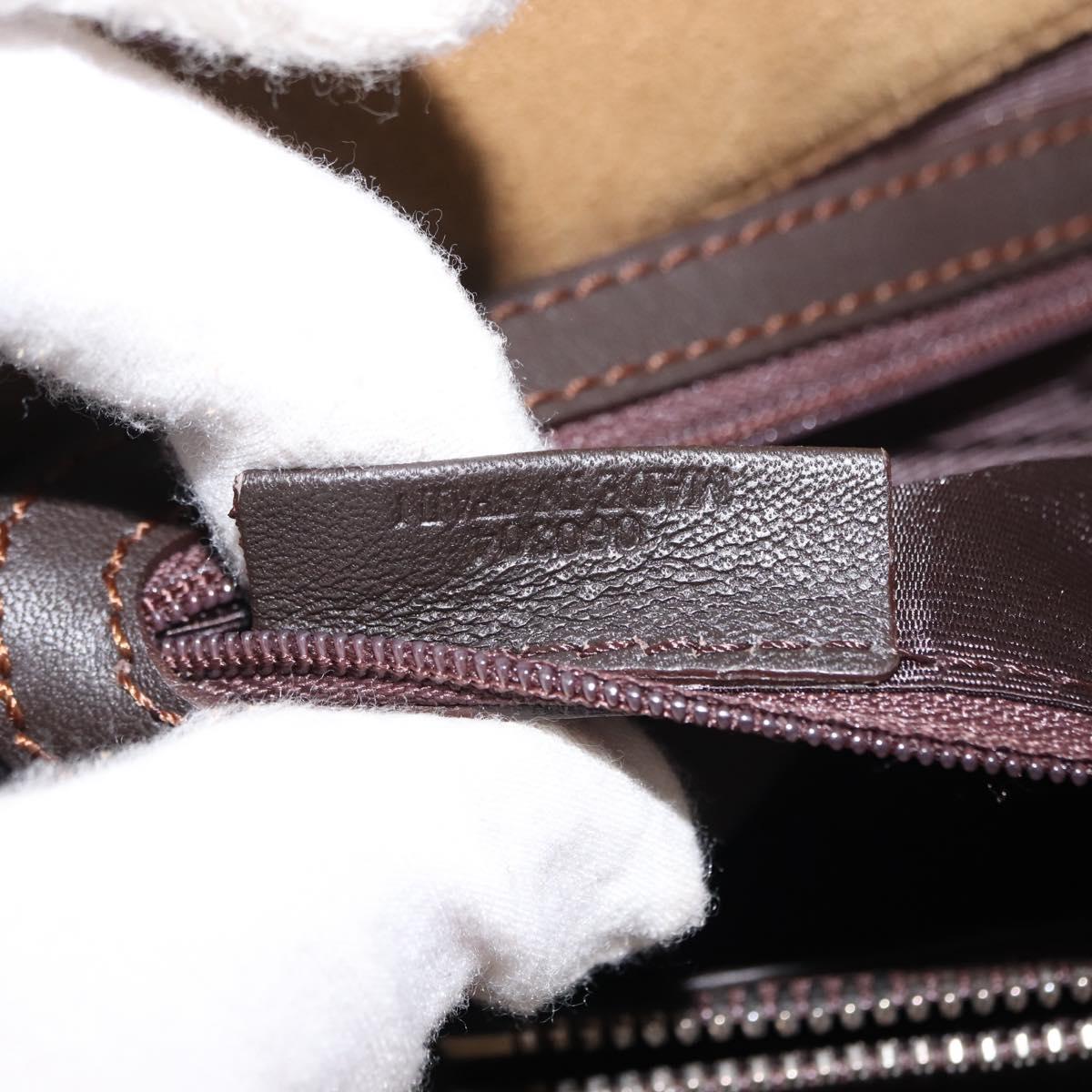 LOEWE Anagram Hand Bag Suede Beige Gold Auth 146998