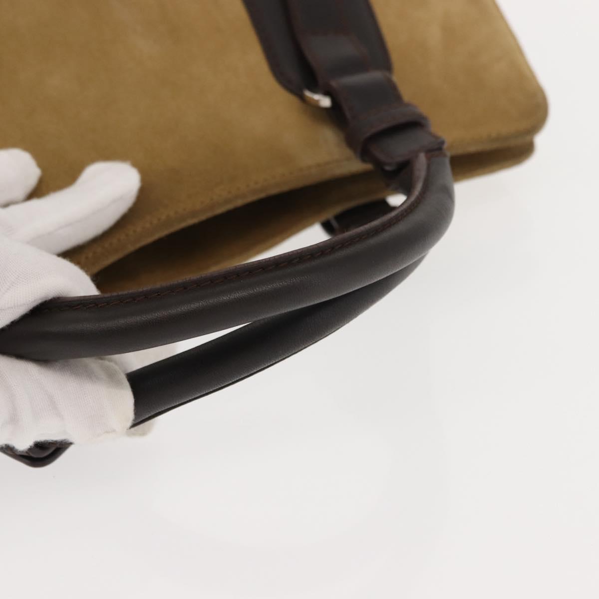 LOEWE Anagram Hand Bag Suede Beige Gold Auth 146998