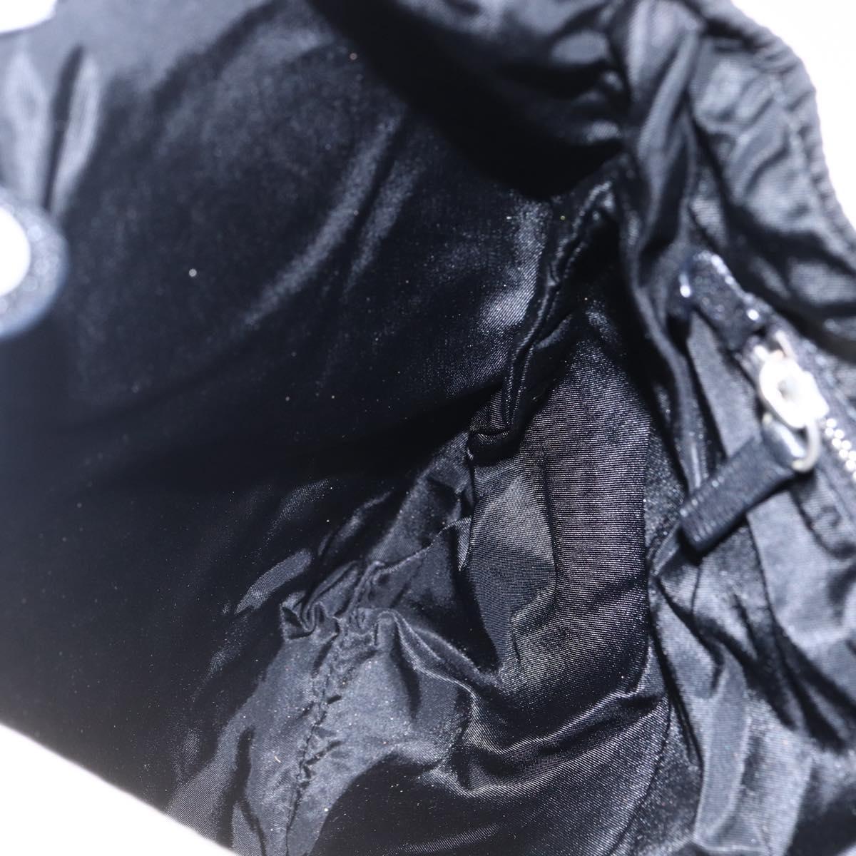 PRADA Hand Bag Canvas Beige Silver Auth 147009