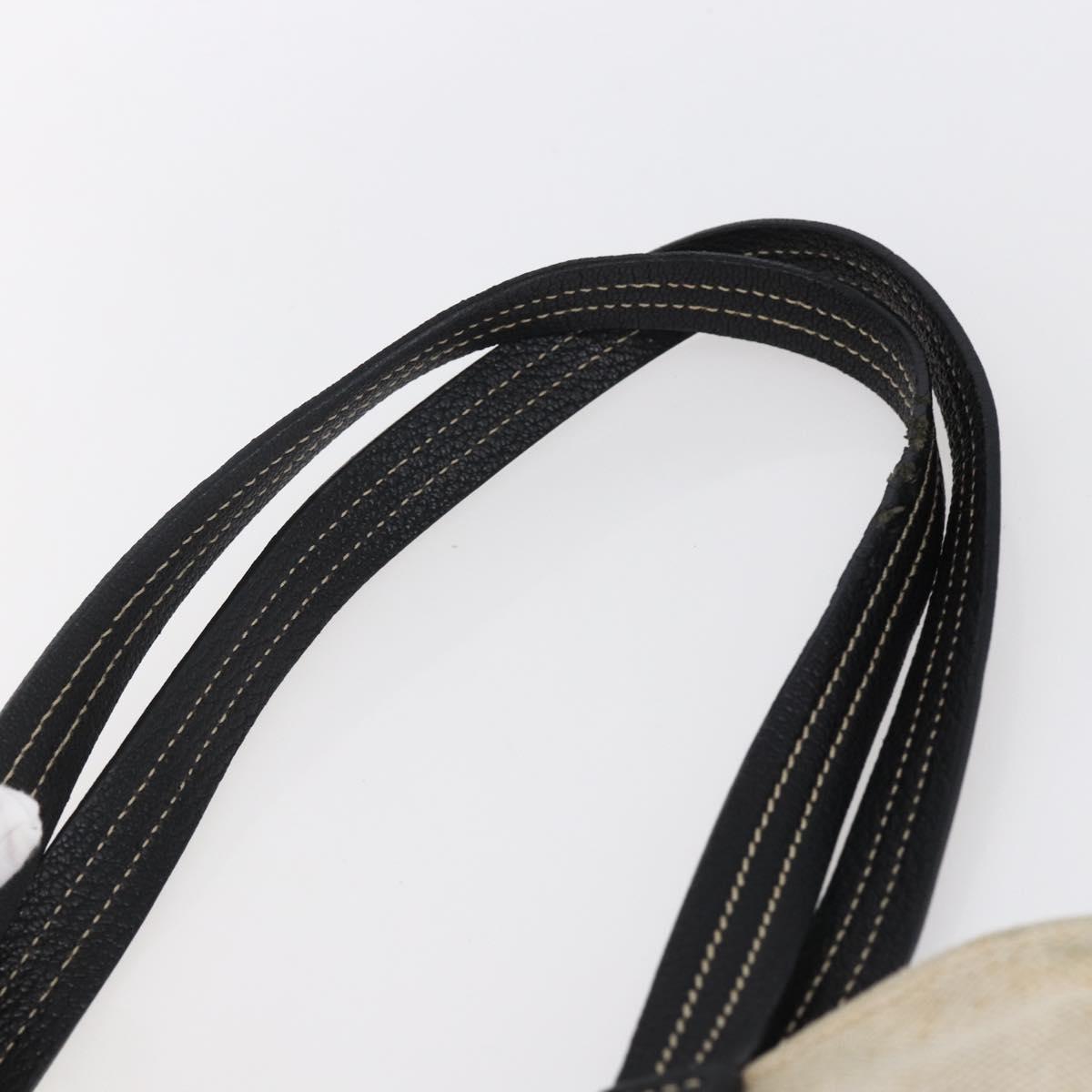 PRADA Hand Bag Canvas Beige Silver Auth 147009