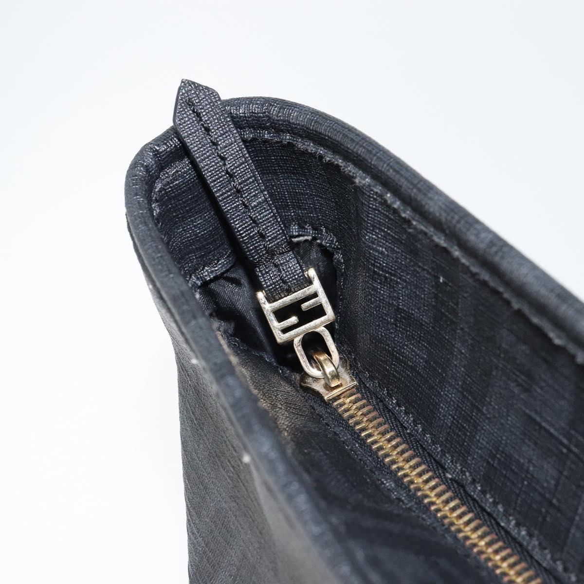 FENDI Zucca Canvas Tote Bag PVC Black Gold Auth 147011