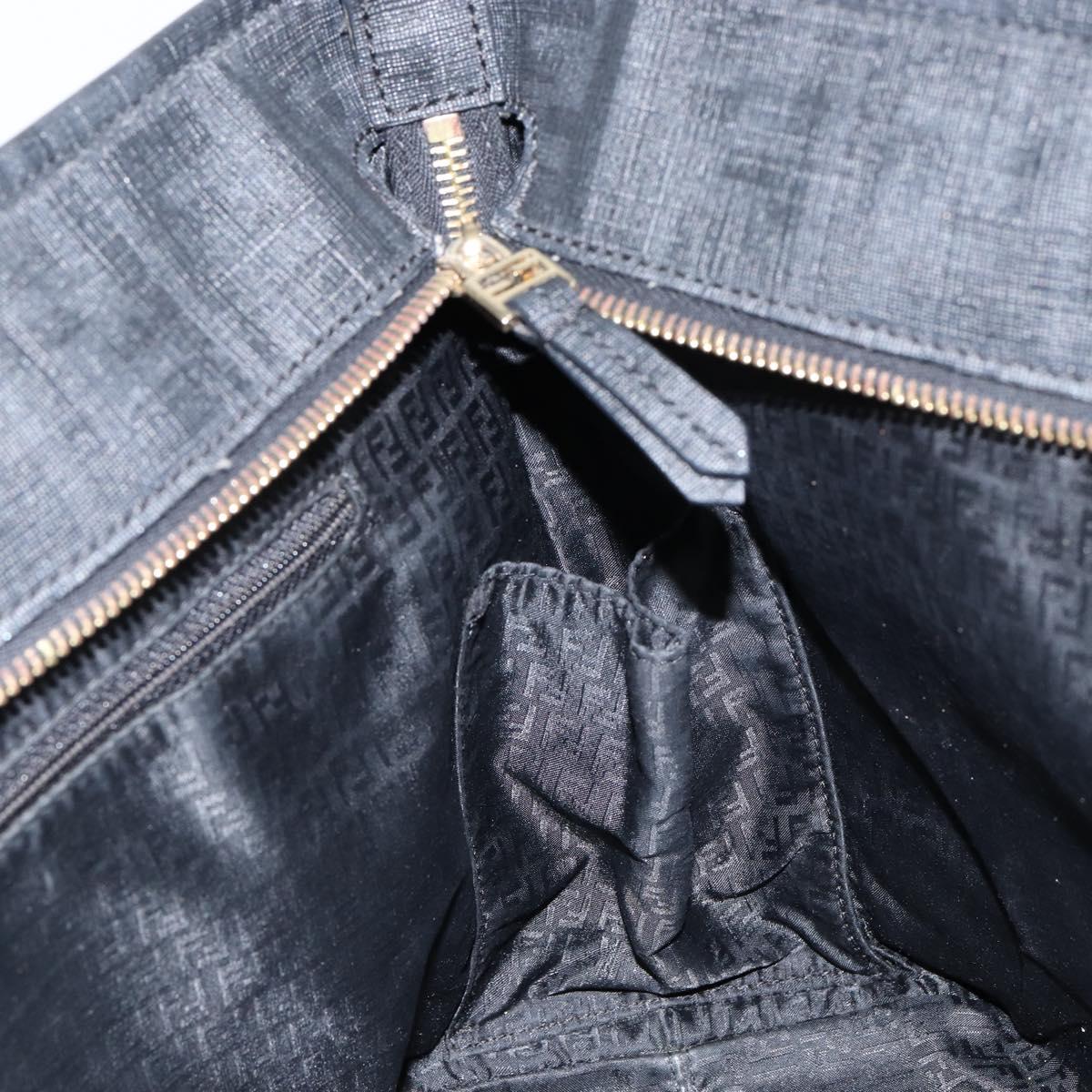 FENDI Zucca Canvas Tote Bag PVC Black Gold Auth 147011