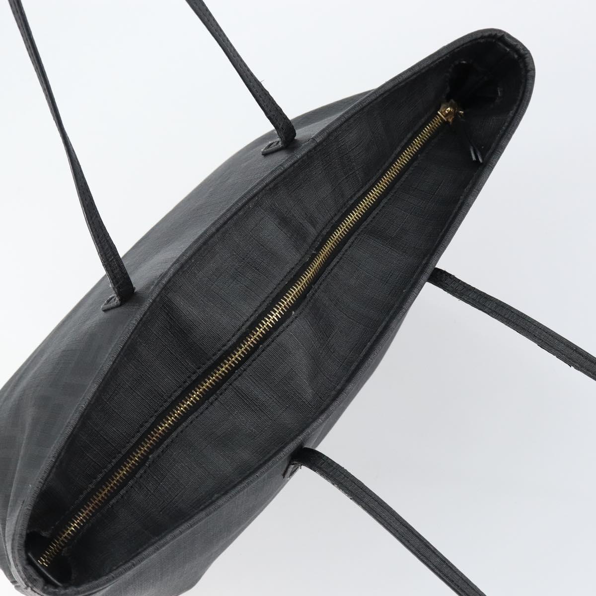 FENDI Zucca Canvas Tote Bag PVC Black Gold Auth 147011