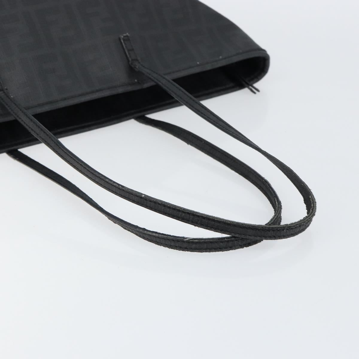 FENDI Zucca Canvas Tote Bag PVC Black Gold Auth 147011