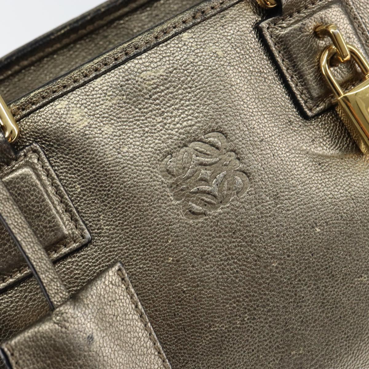 LOEWE Anagram Americana 28 Hand Bag Leather Gold Auth 147012