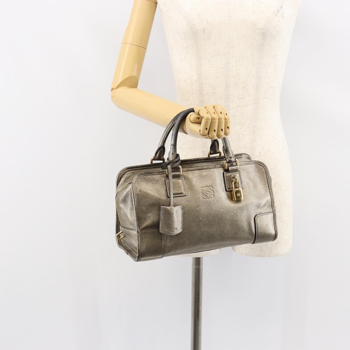 LOEWE Anagram Americana 28 Hand Bag Leather Gold Auth 147012