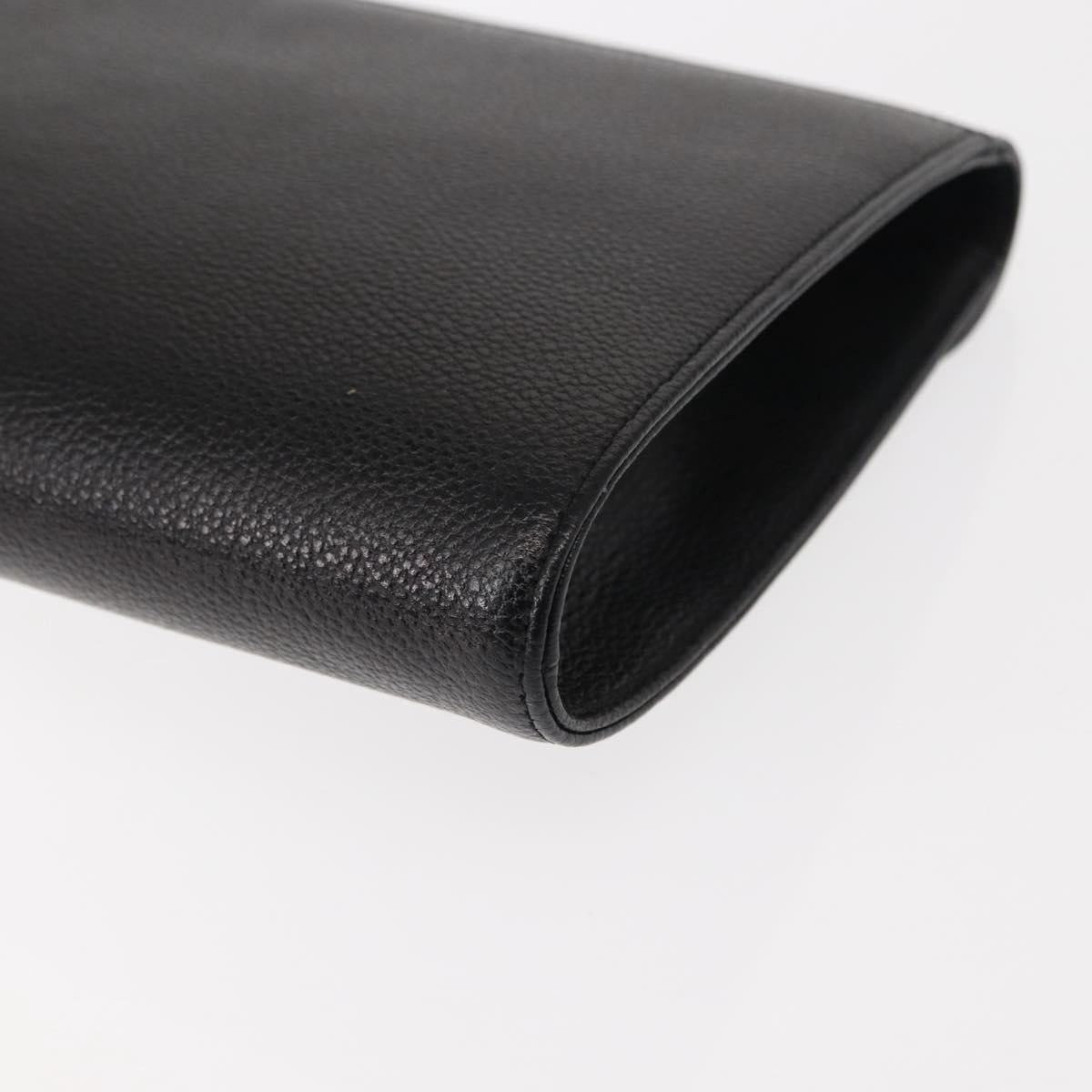 SAINT LAURENT Clutch Bag Leather Black Gold Auth 147024V