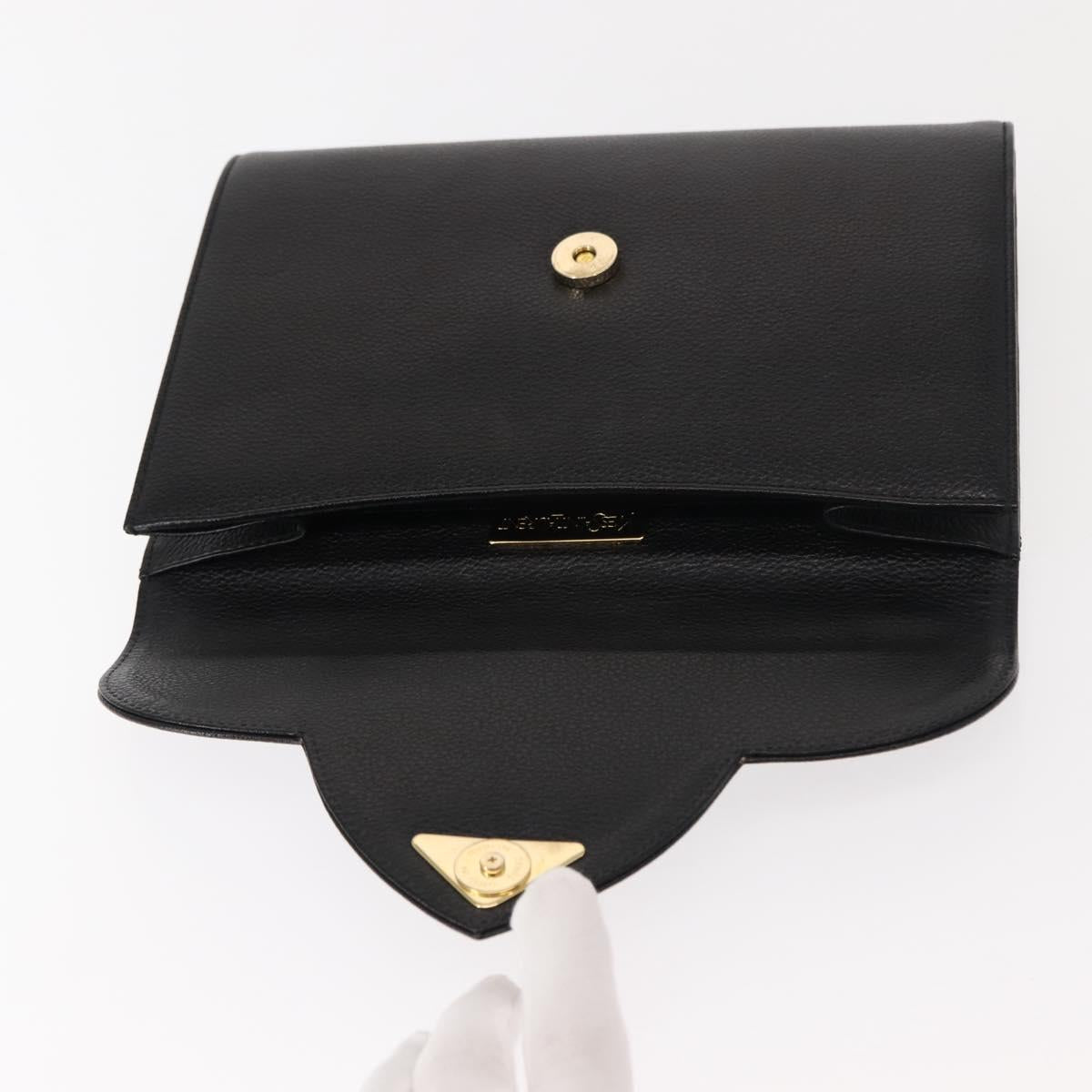 SAINT LAURENT Clutch Bag Leather Black Gold Auth 147024V